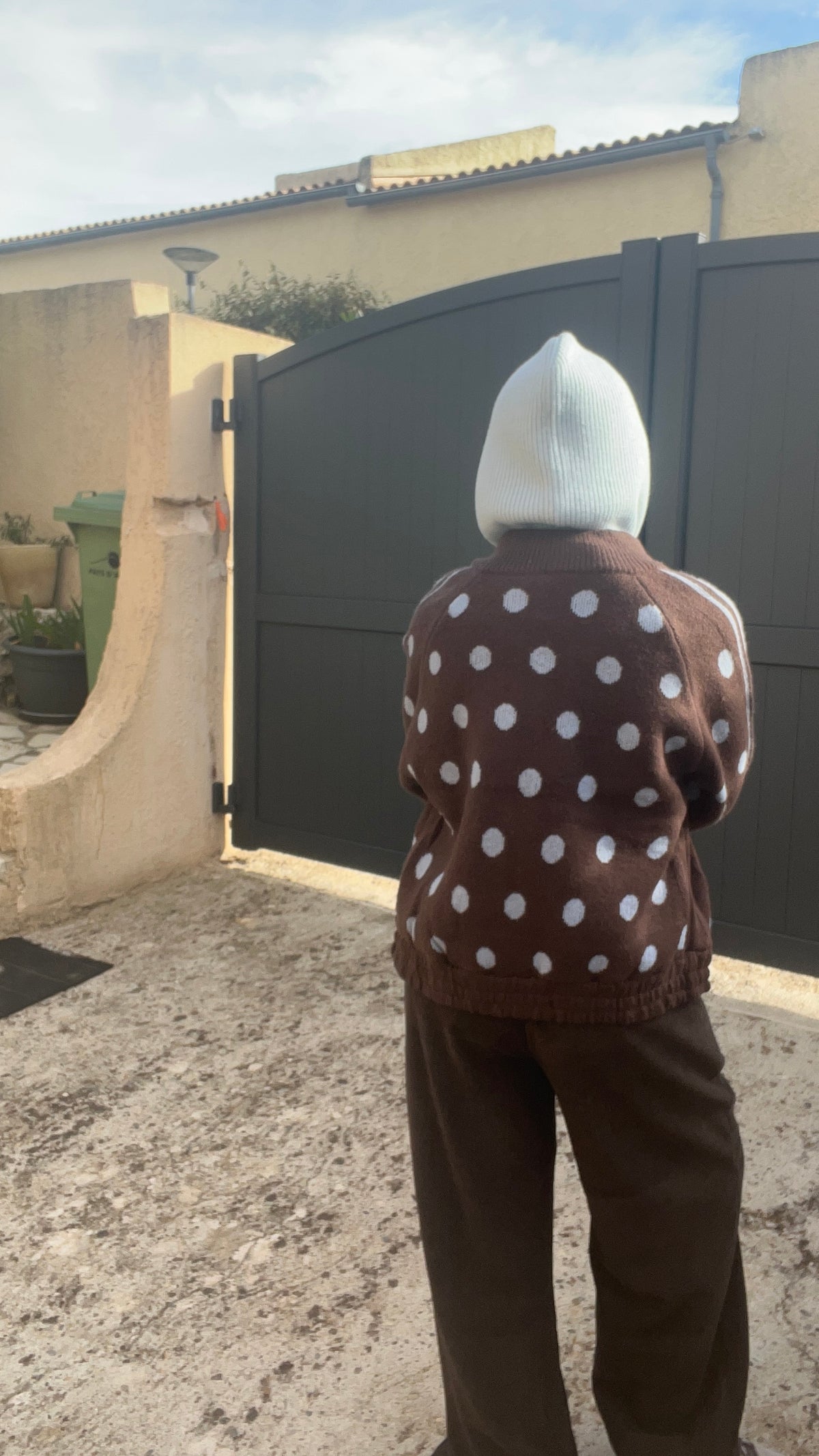 VESTE ZIPPÉE A POIS  CHOCOLAT/BLEU CLAIR
