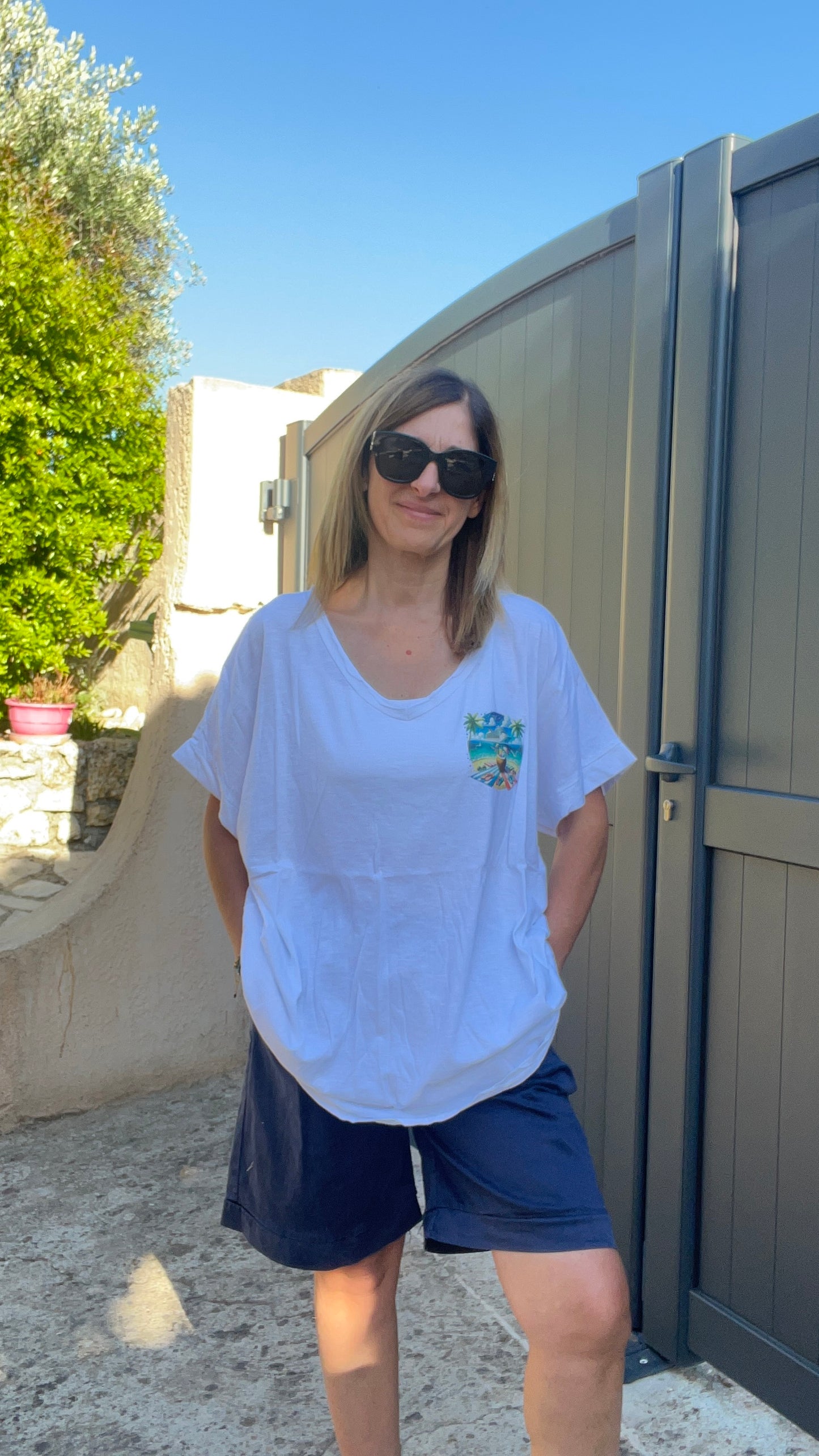 TEE SHIRT BLANC INSCRIPTION CROISIERE "GRANDE TAILLE"