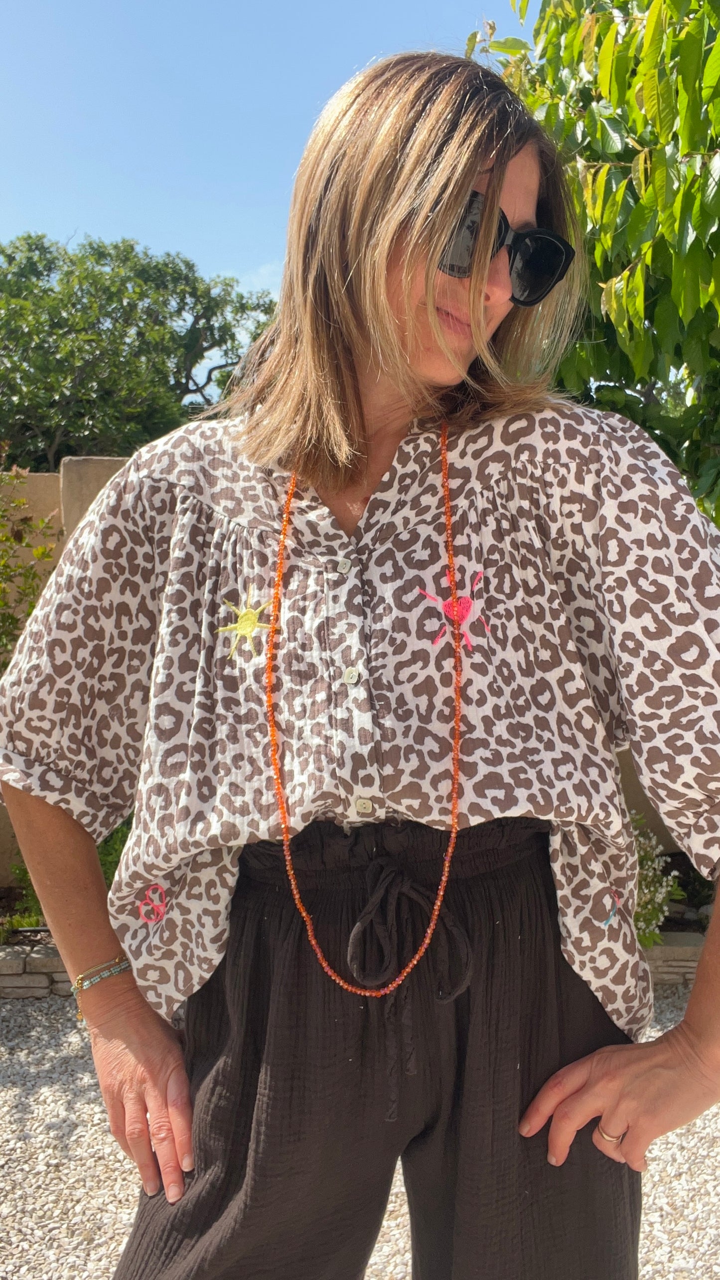 CHEMISIER LEOPARD CHOCOLAT/BLANC