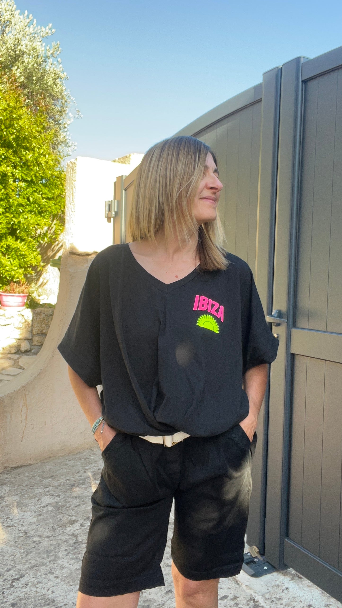 TEE SHIRT NOIR IBIZA "GRANDE TAILLE"