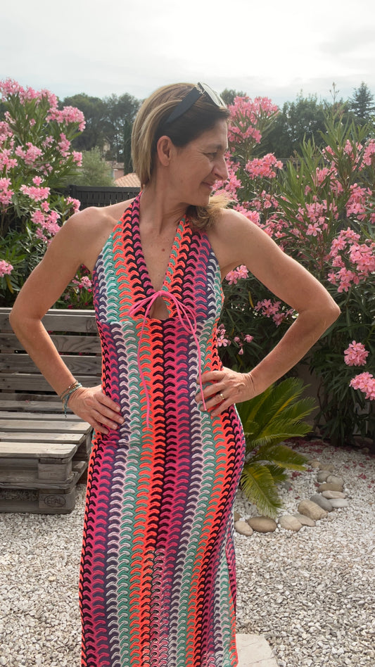 ROBE DENTELLE MULTICOLORE