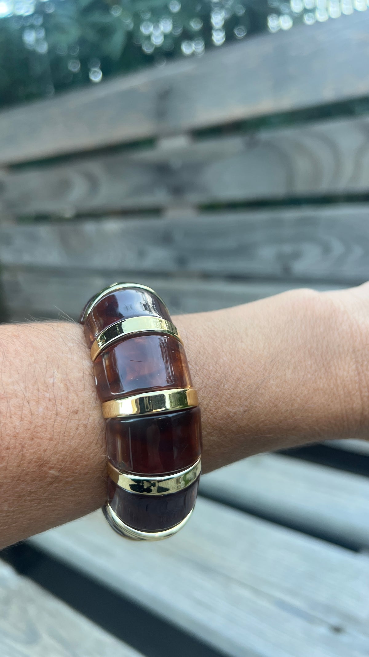 BRACELET BOMBÉ OCRE/DORE "SOLEIL"
