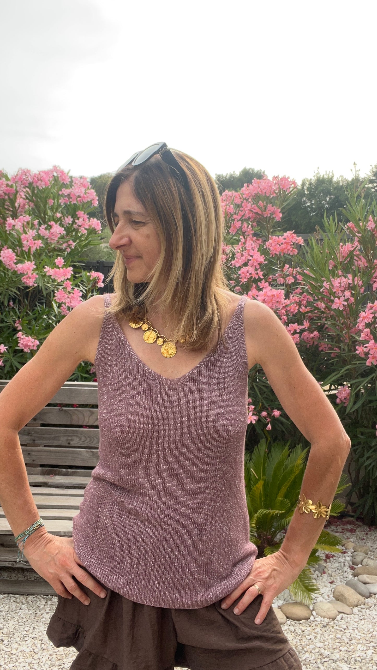 TOP BRETELLE PAILLETE VIOLET