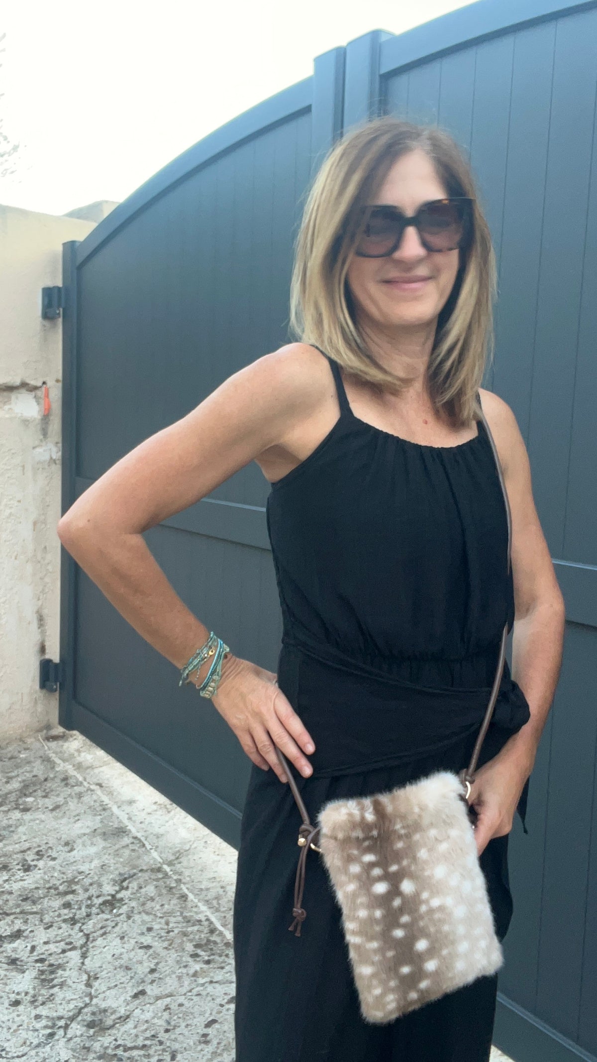 PETITE POCHETTE FOURRURE BEIGE/BLANC "BAMBI"