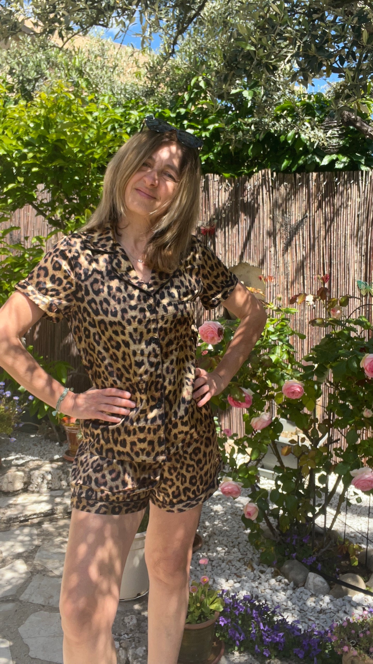 PYJAMA 2 PIECES COURT SATINE LEOPARD