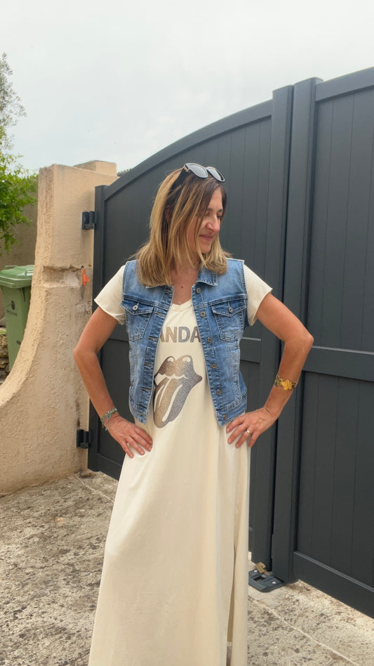 VESTE BLEU EN JEANS SANS MANCHES
