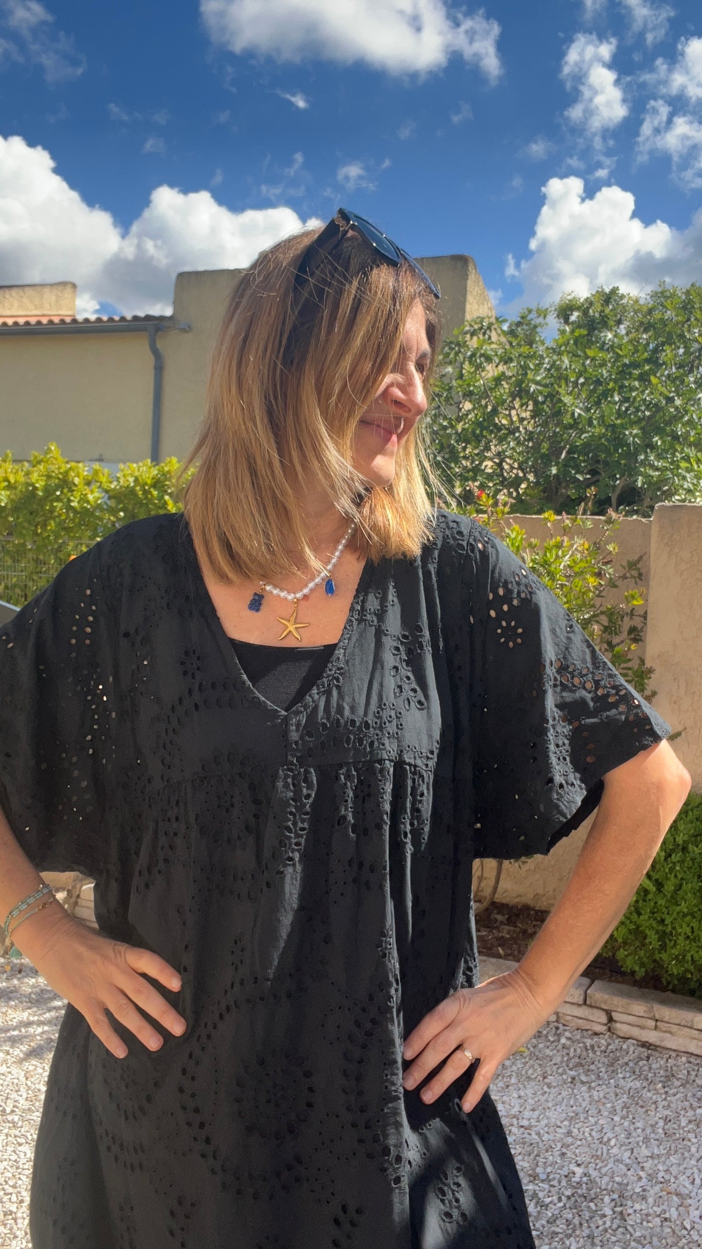 ROBE LONGUE NOIRE BRODERIE ANGLAISE