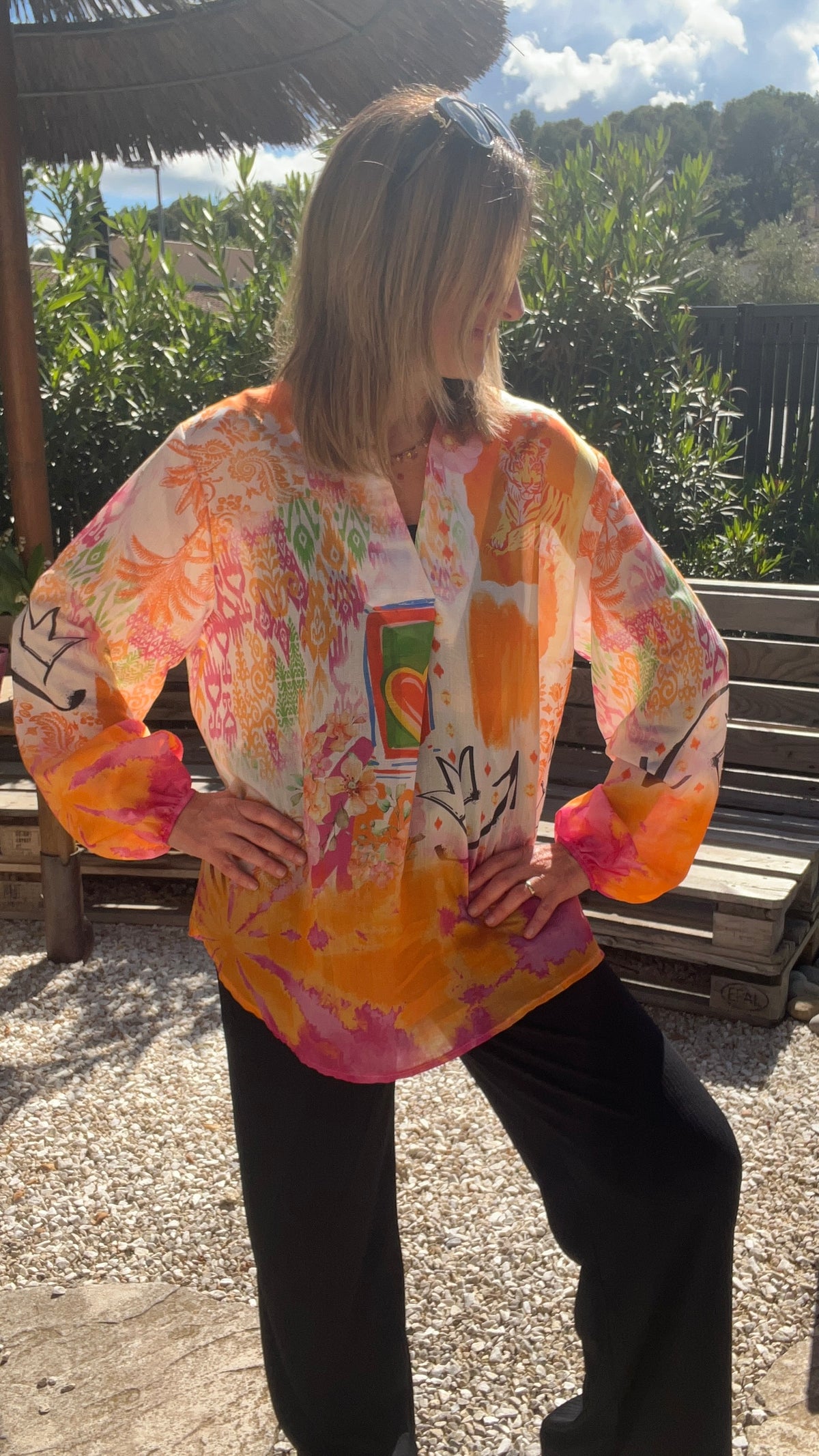 TUNIQUE BLANC/ORANGE/ COLORE