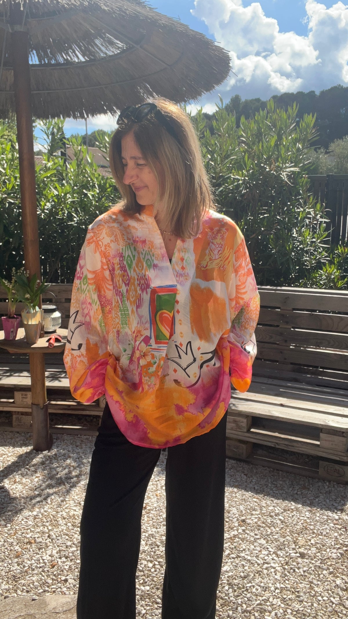TUNIQUE BLANC/ORANGE/ COLORE