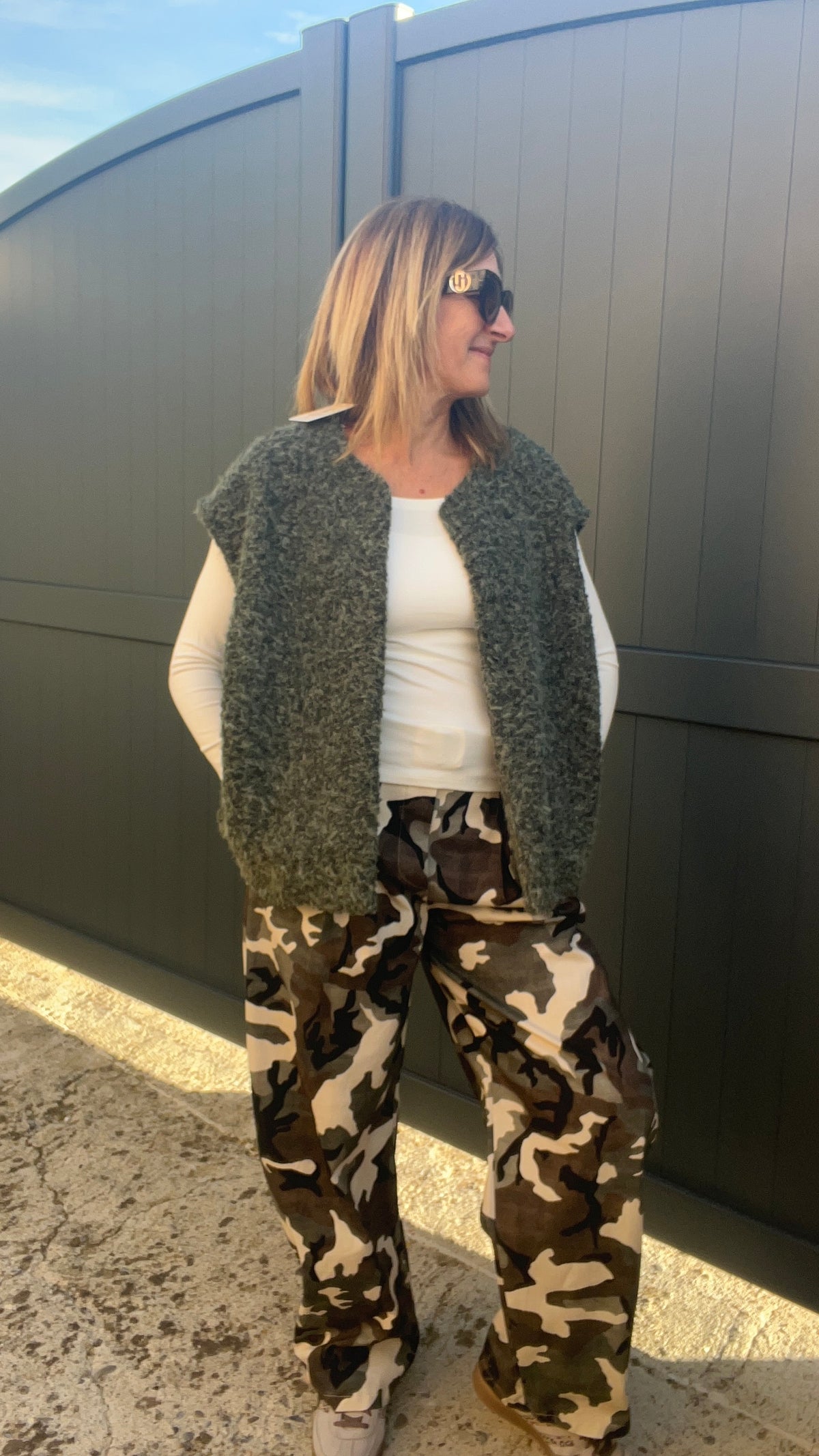 PANTALON CAMOUFLAGE KAKI/BEIGE "BALLOON"
