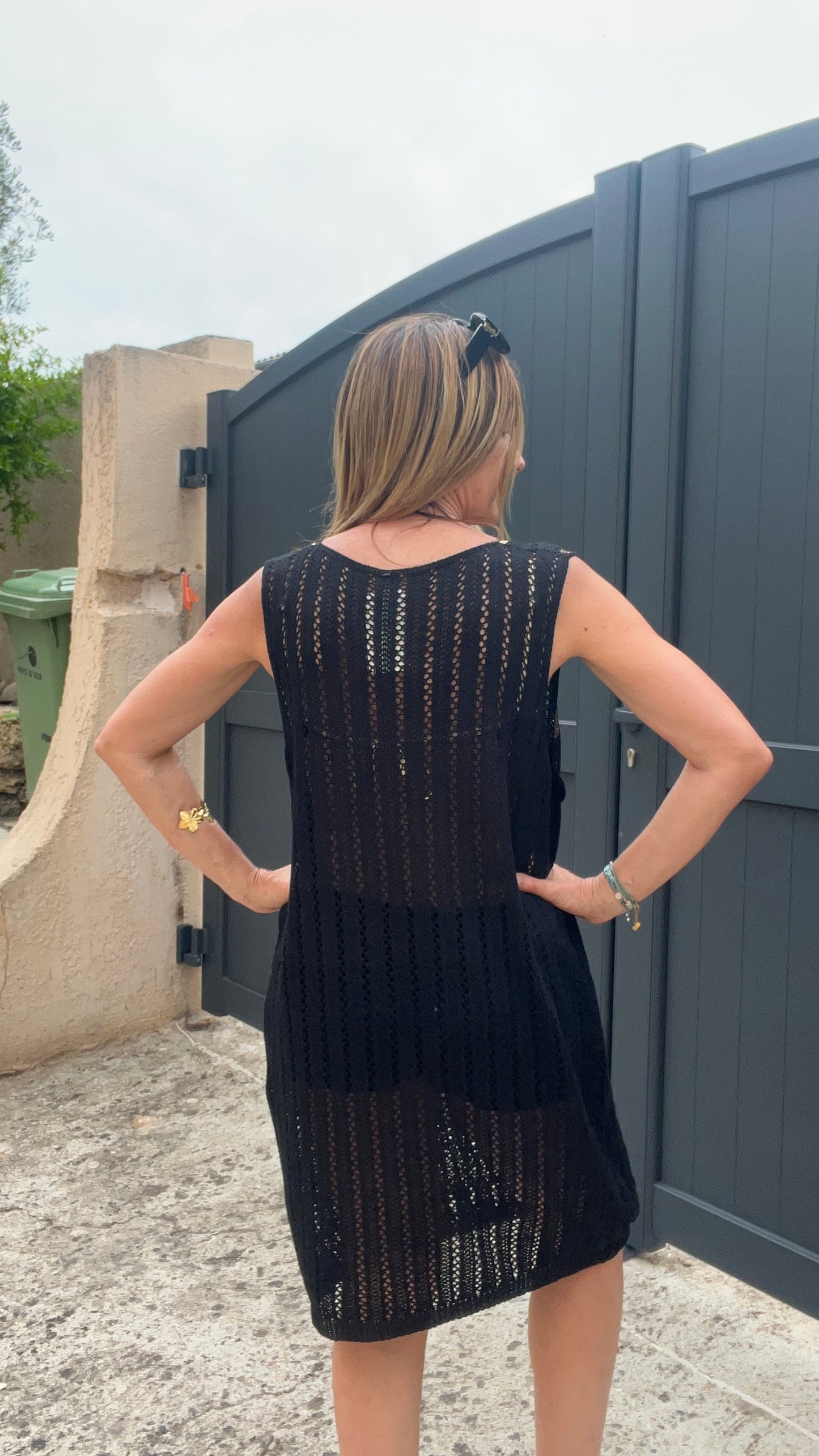 ROBE DE PLAGE NOIR/DORE