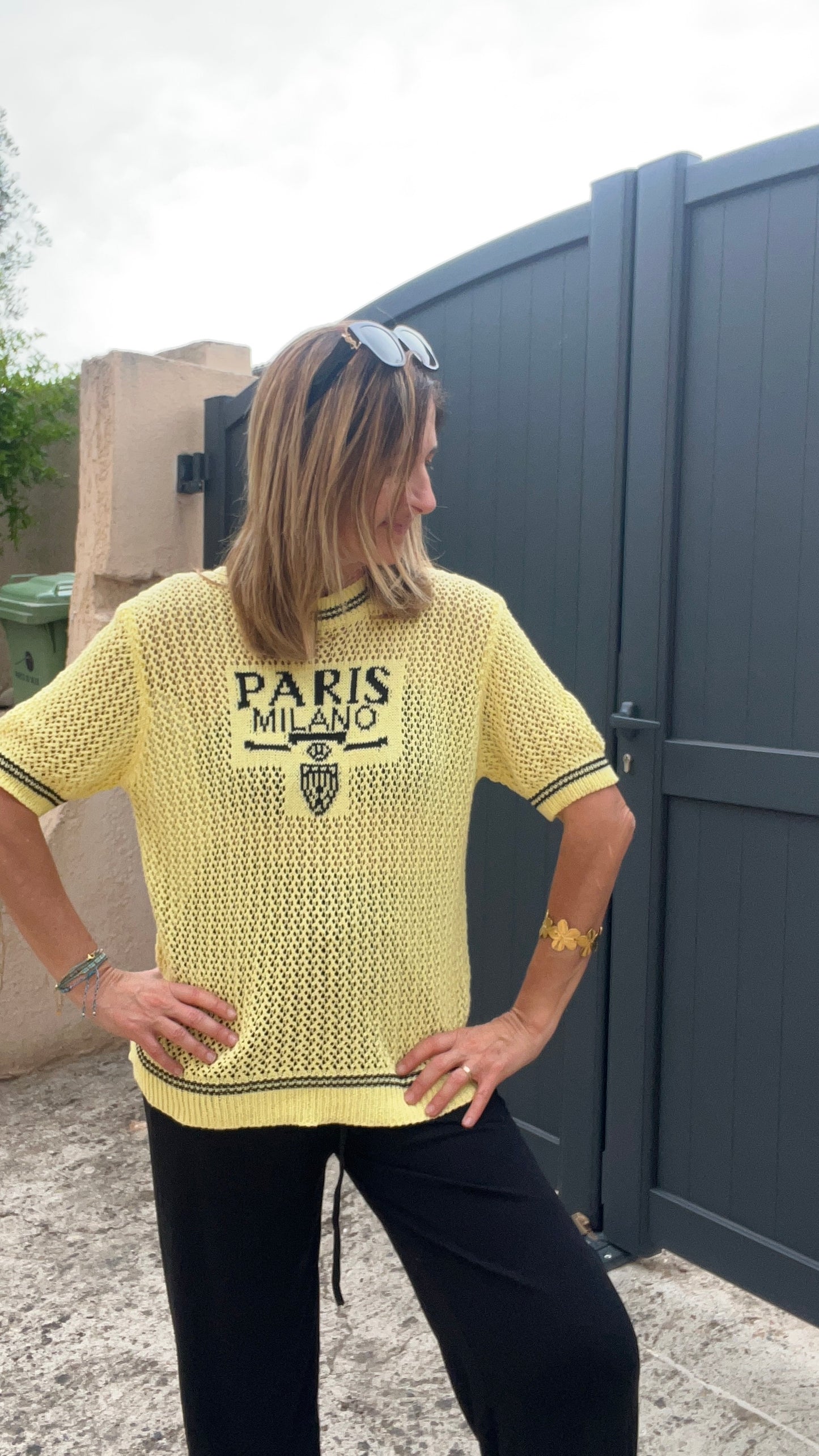 PULL AU CROCHET JAUNE MILANO