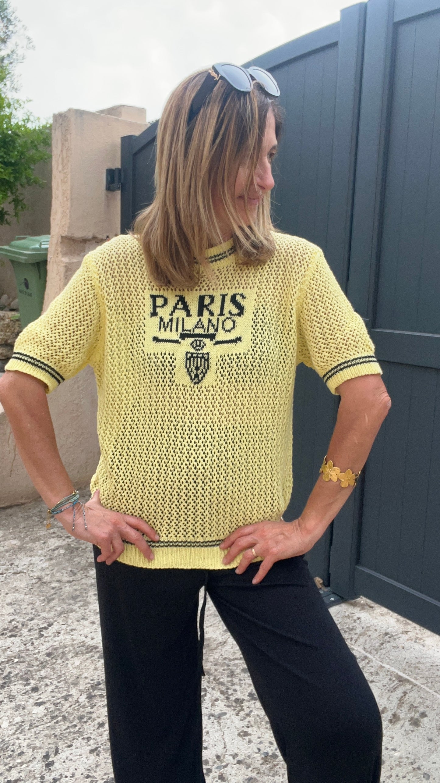 PULL AU CROCHET JAUNE MILANO