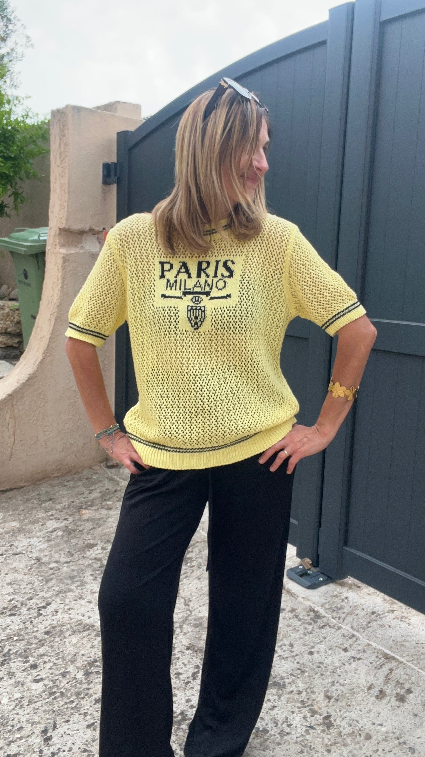 PULL AU CROCHET JAUNE MILANO
