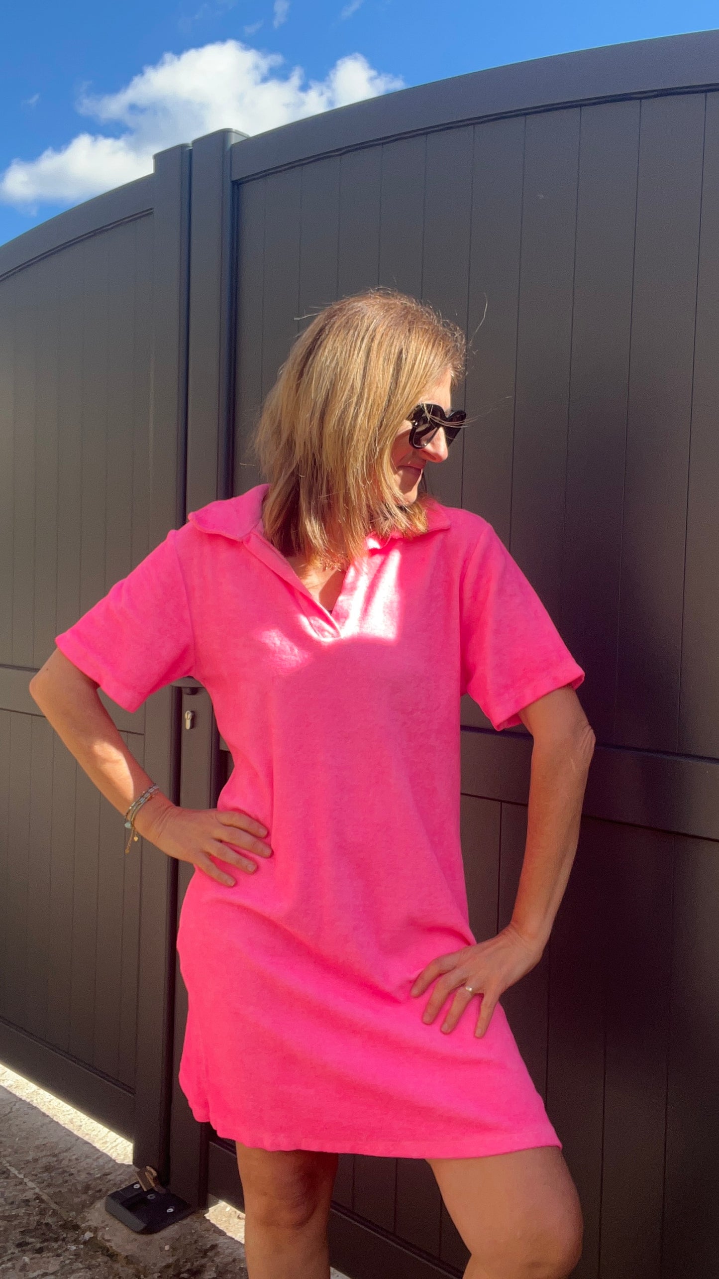 ROBE POLO ROSE FLUO