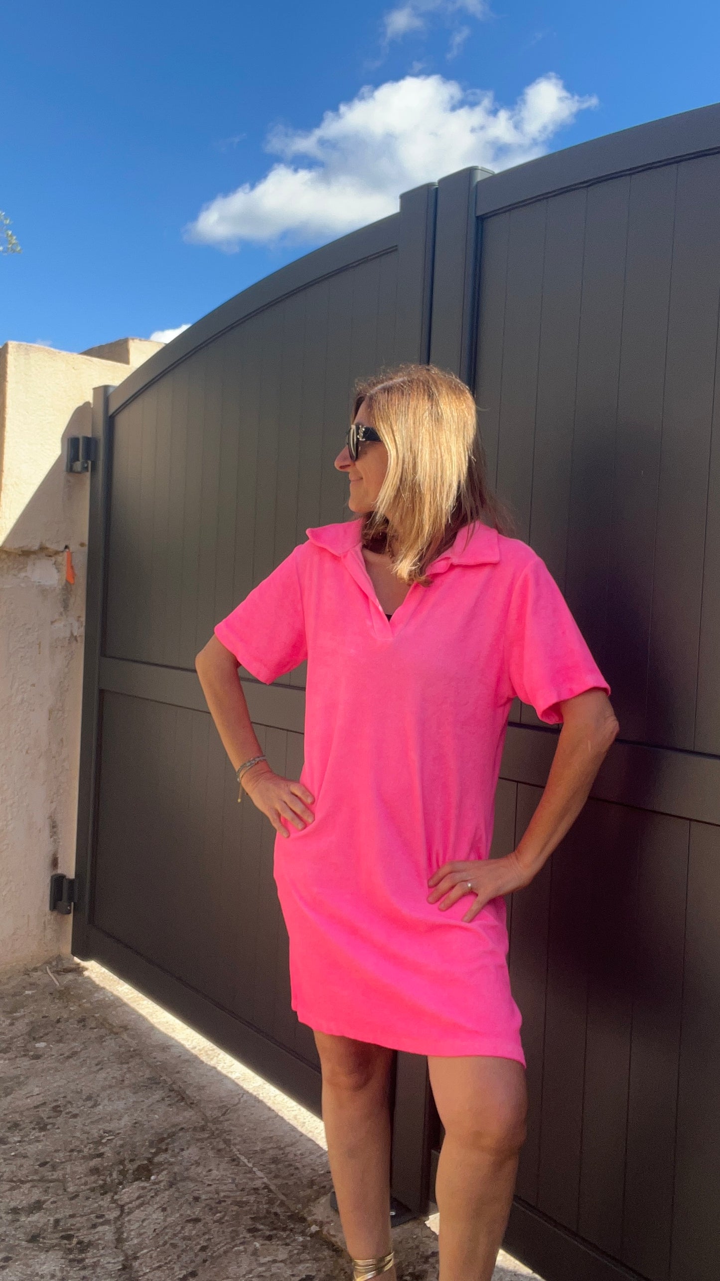ROBE POLO ROSE FLUO