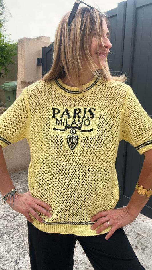 PULL AU CROCHET JAUNE MILANO