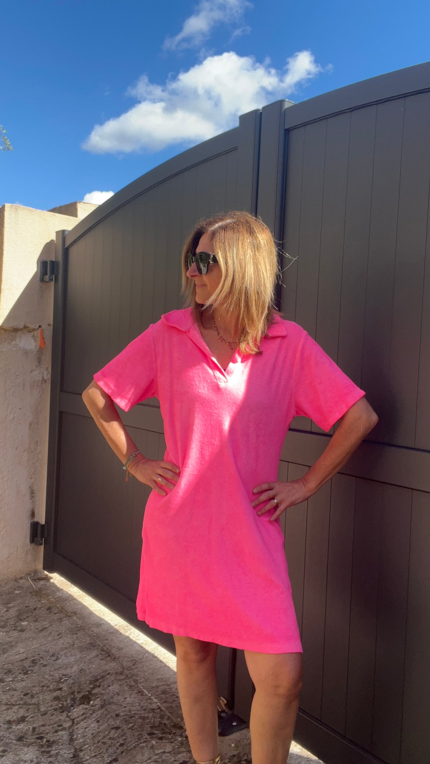 ROBE POLO ROSE FLUO
