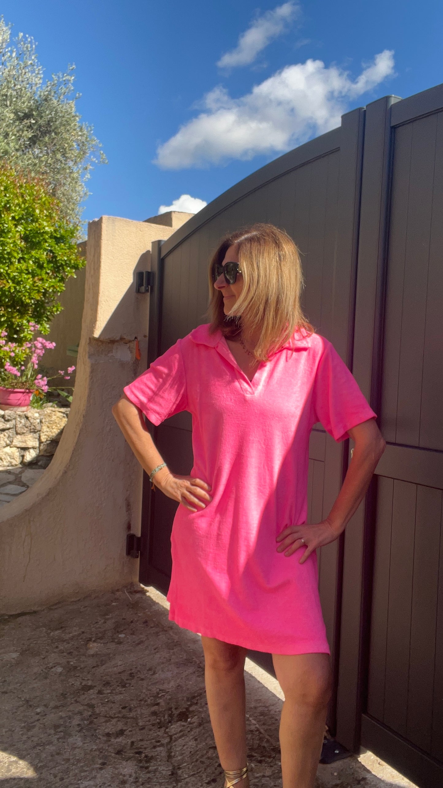 ROBE POLO ROSE FLUO
