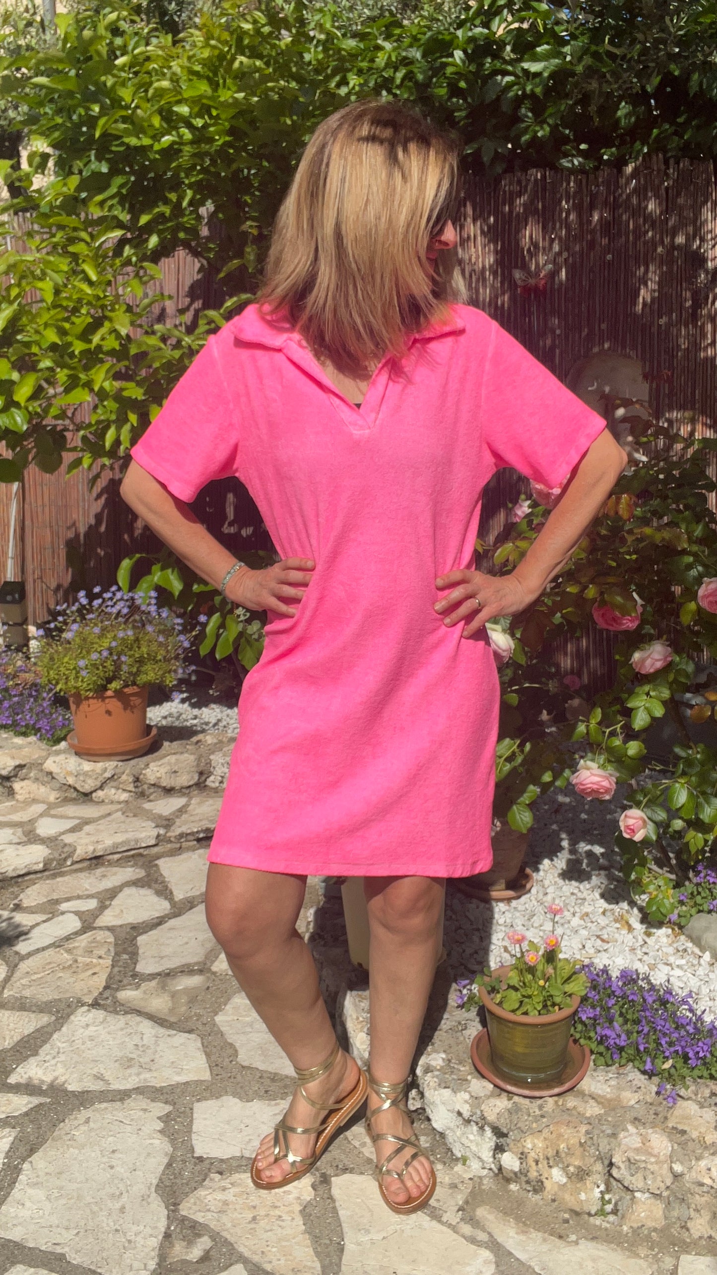 ROBE POLO ROSE FLUO