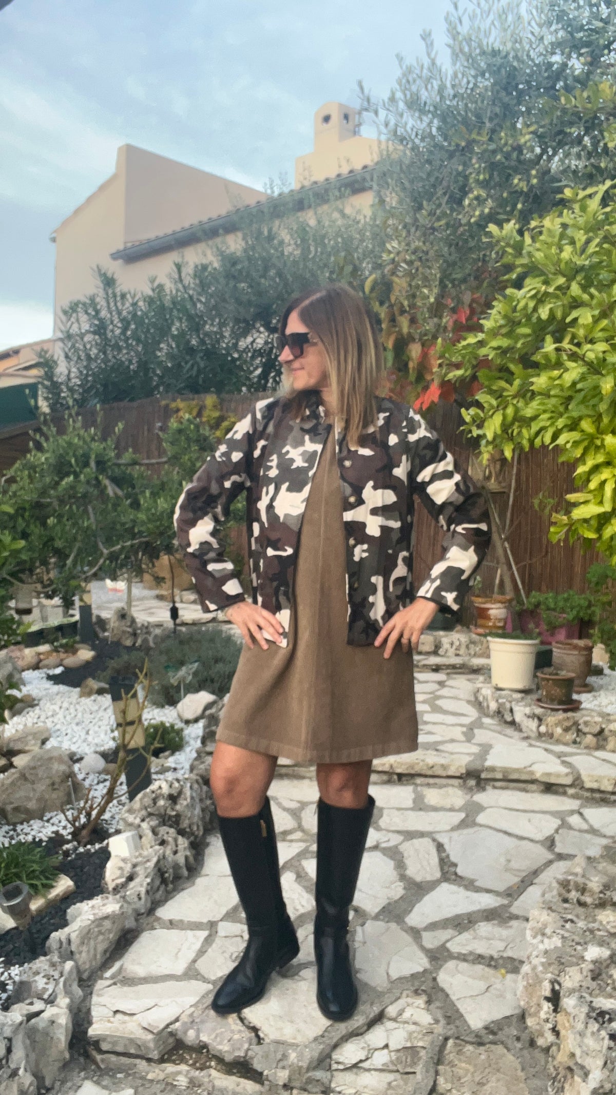 ROBE CAMEL VELOURS "CHASUBLE"