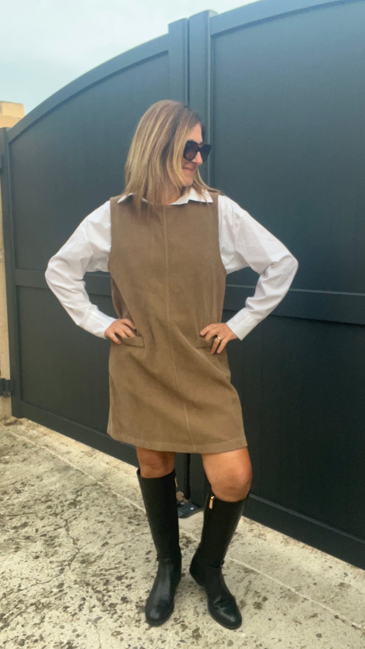 ROBE CAMEL VELOURS "CHASUBLE"