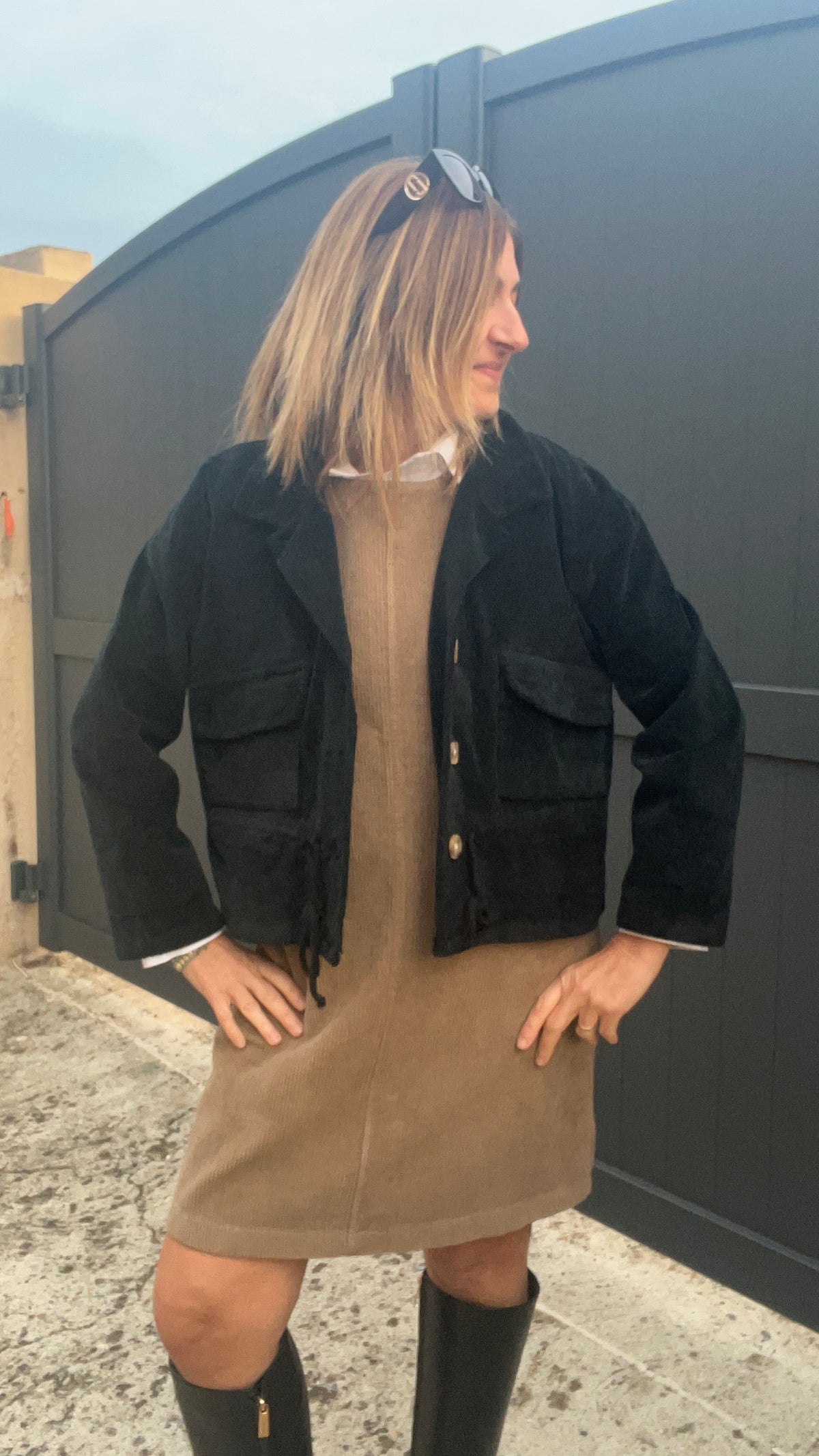 ROBE CAMEL VELOURS "CHASUBLE"