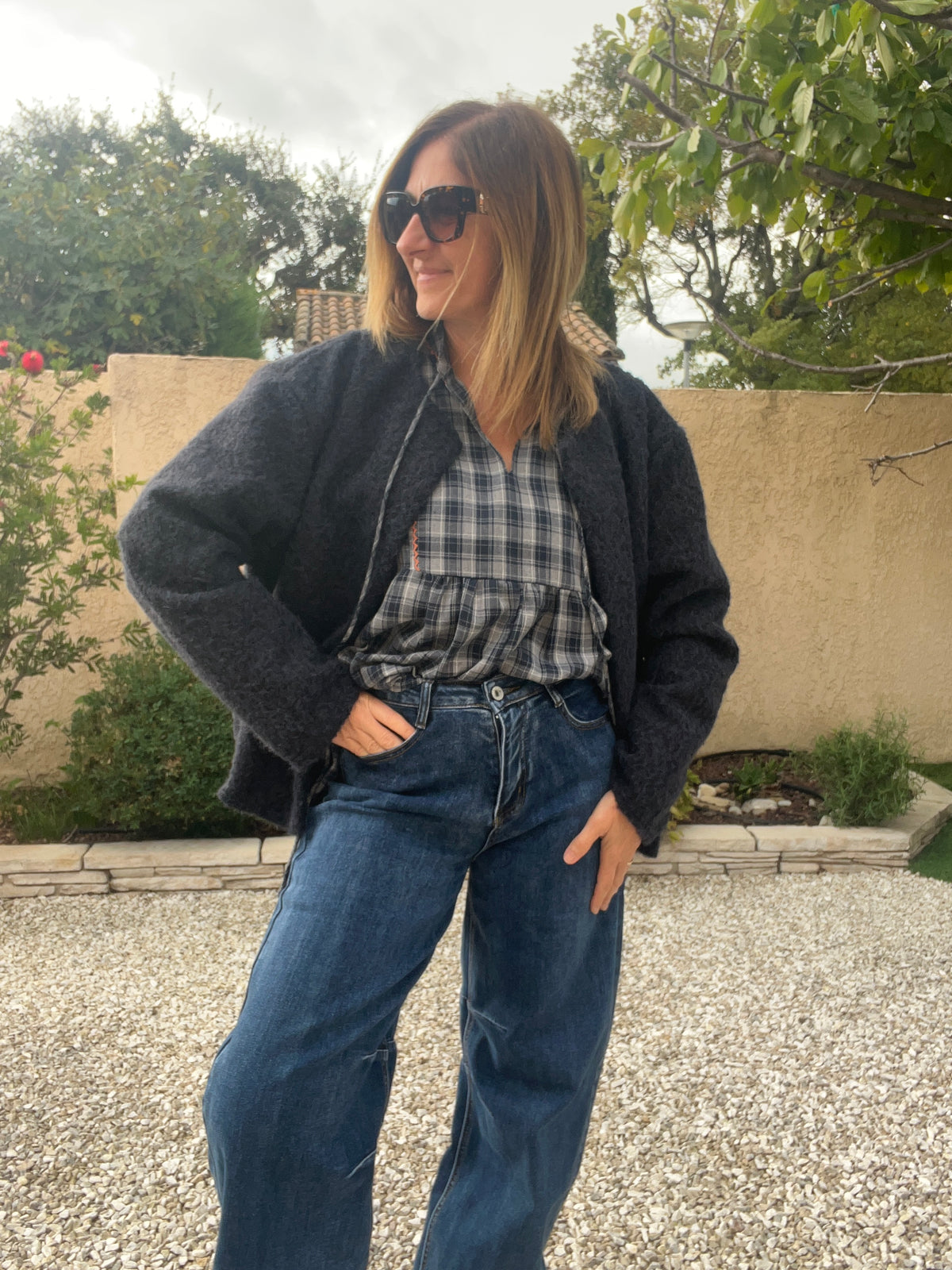 VESTE MARINE MANCHES LONGUES "MATHILDE"