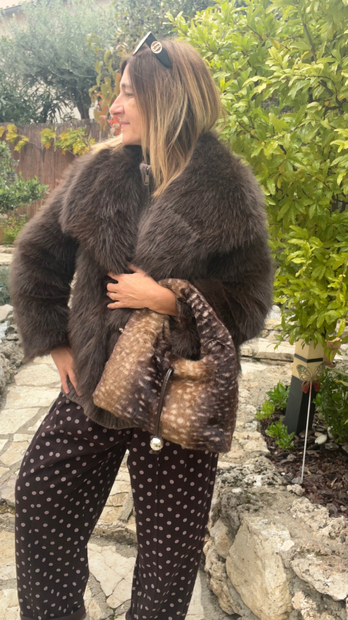 SAC FOURRURE  CHOCOLAT/CAMEL "BAMBI"