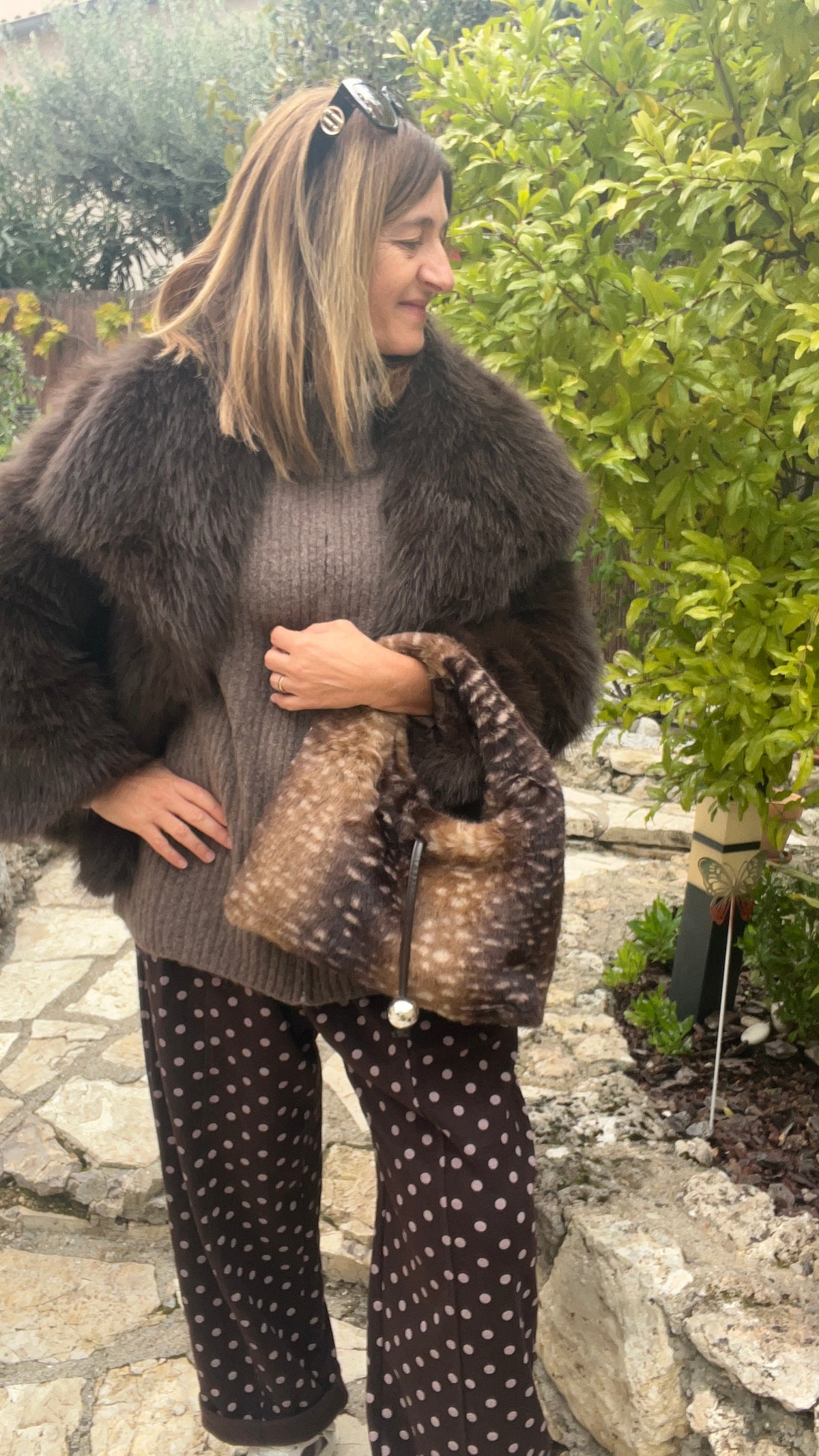 SAC FOURRURE  CHOCOLAT/CAMEL "BAMBI"