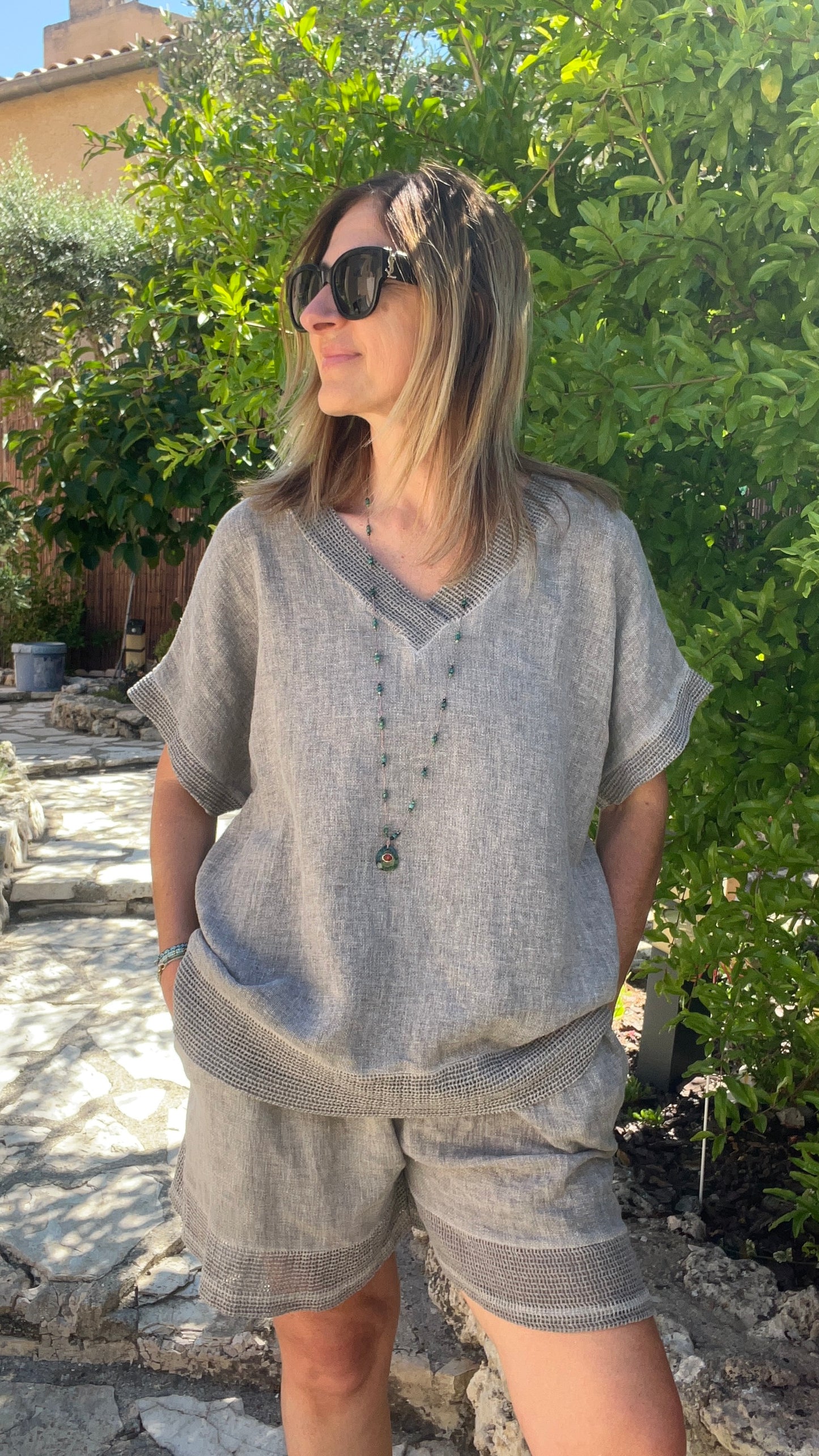 SHORT FLUIDE GRIS