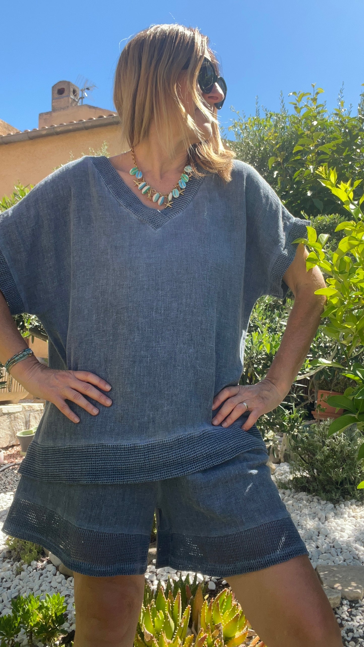 SHORT FLUIDE BLEU JEANS