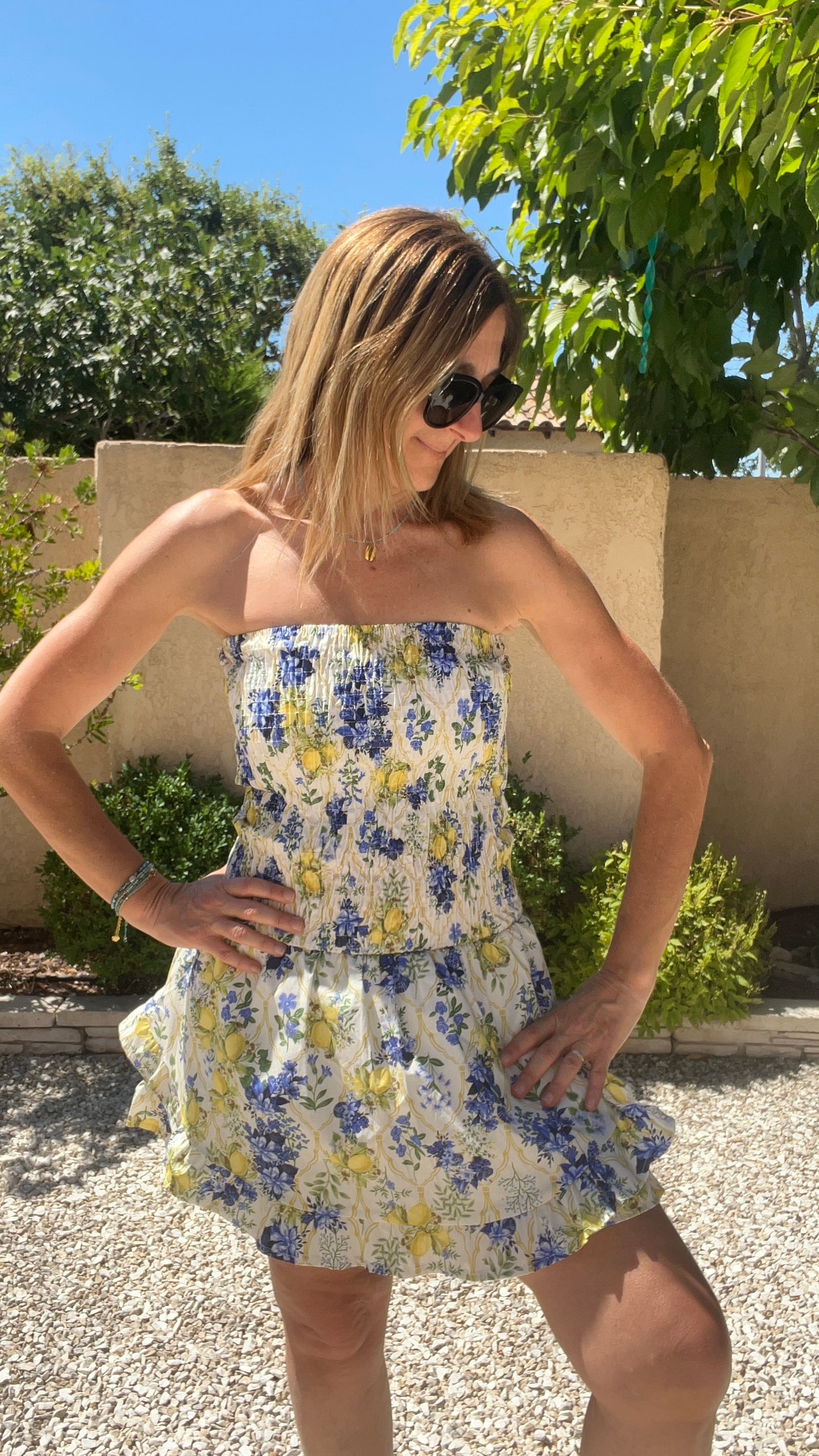 COMBISHORT BLEU/JAUNE CITRON