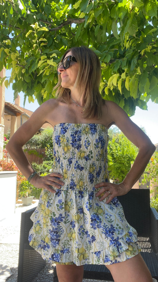 COMBISHORT BLEU/JAUNE CITRON