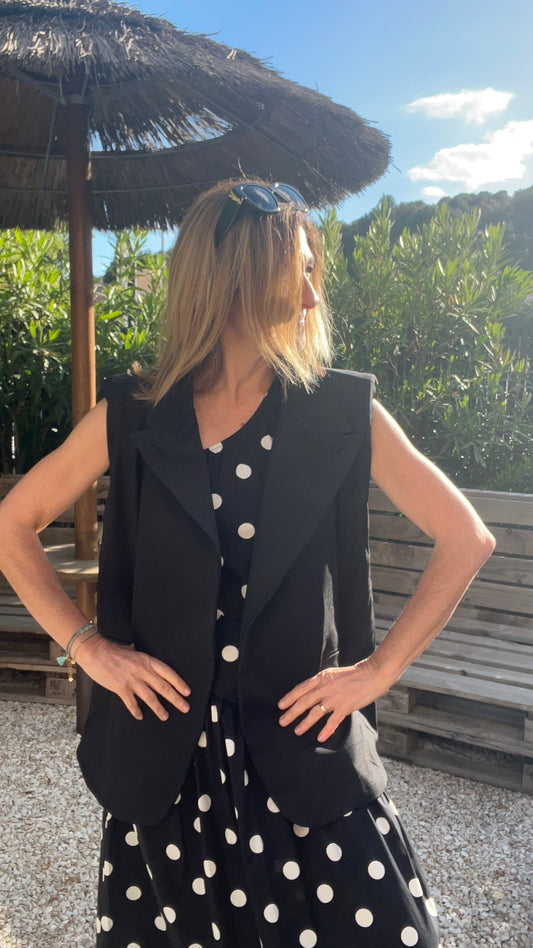 BLAZER SANS MANCHES NOIR