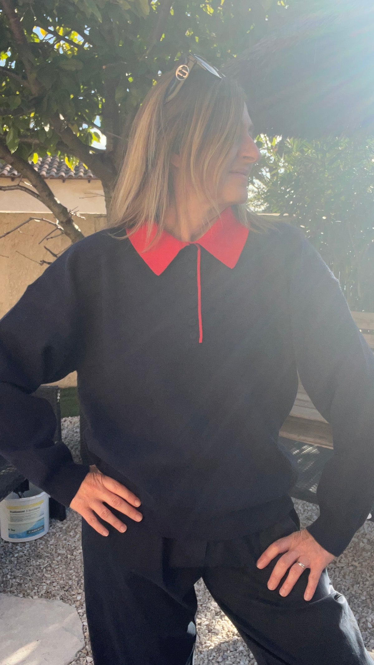 PULL BLEU MARINE/ROUGE COL POLO