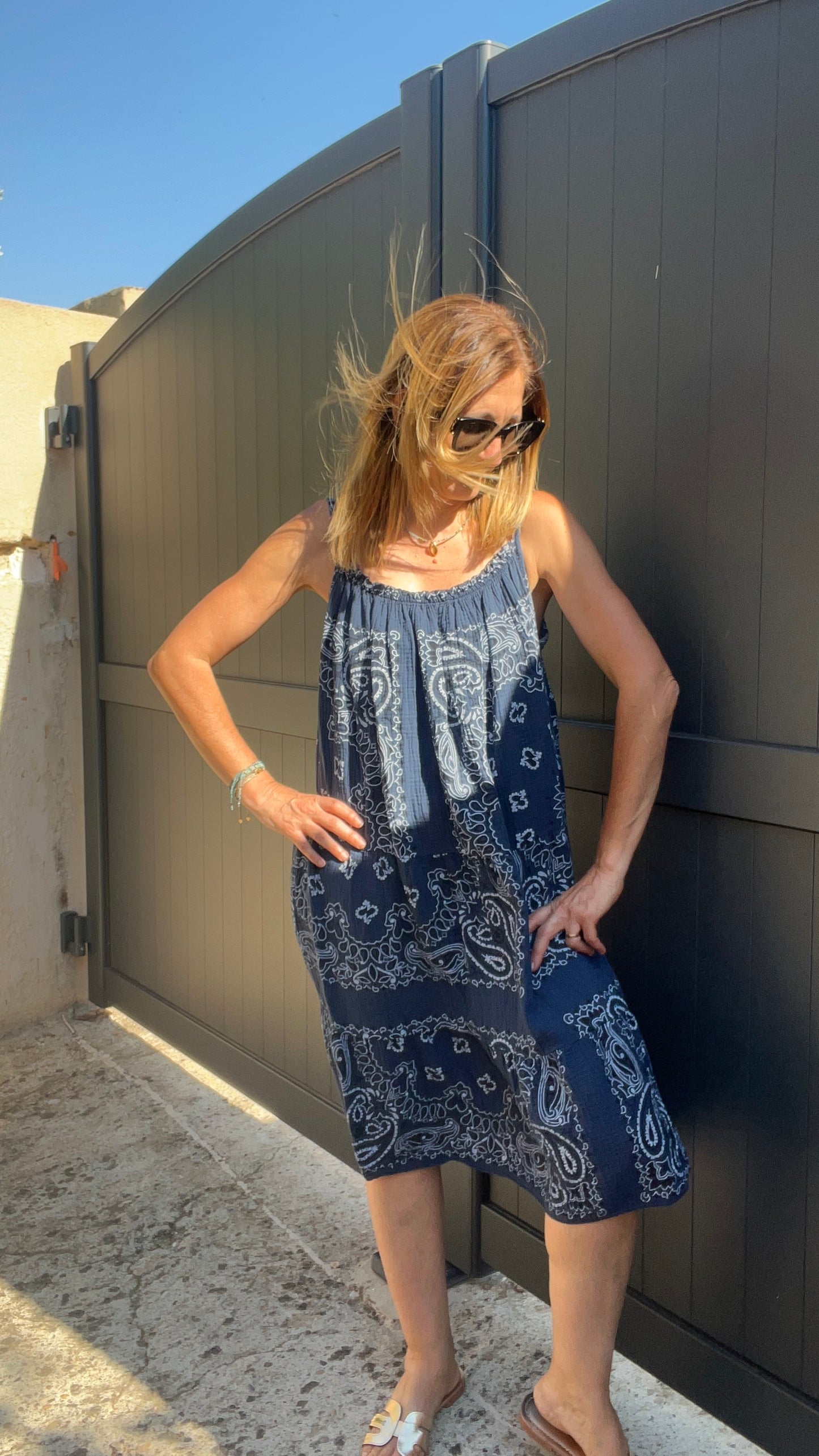ROBE BLEU MARINE BANDANA