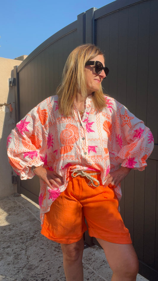 BERMUDA ORANGE FLUIDE EN LIN