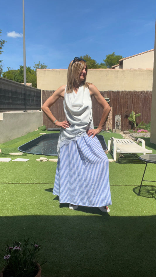 TUNIQUE BLANCHE DENTELLE ASYMÉTRIQUE