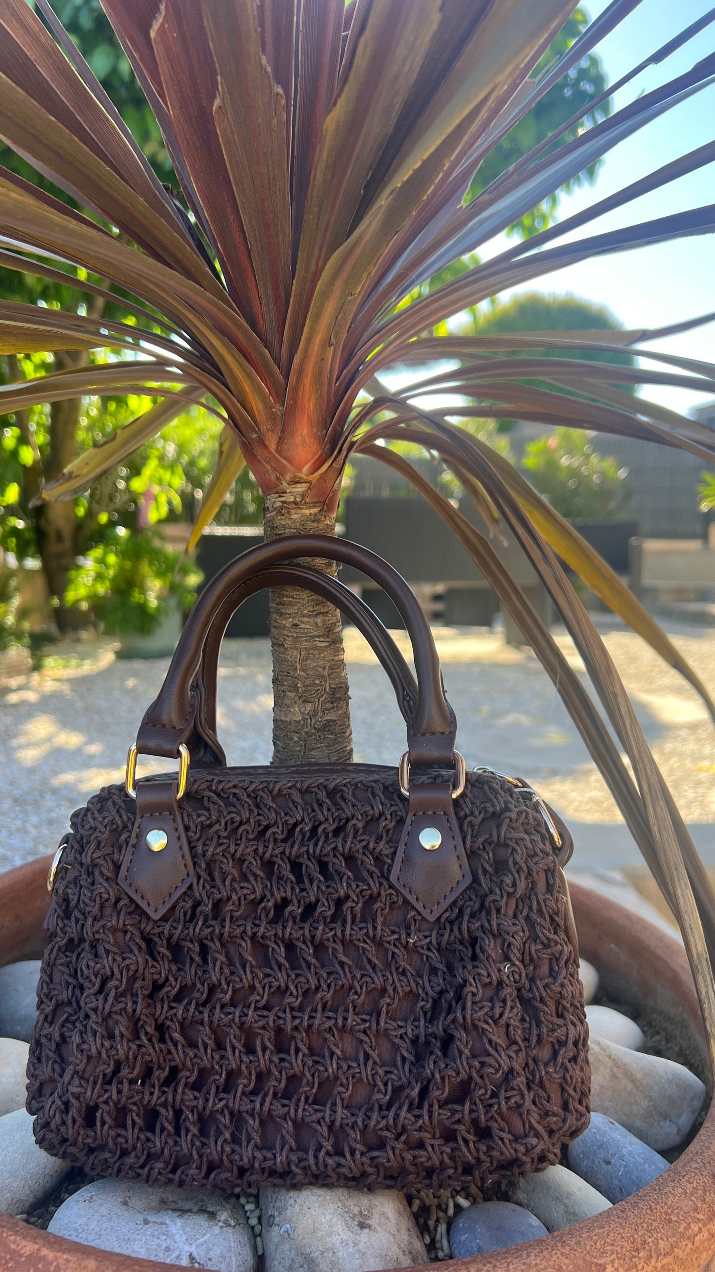 MINI SAC POLOCHON AU CROCHET CHOCOLAT