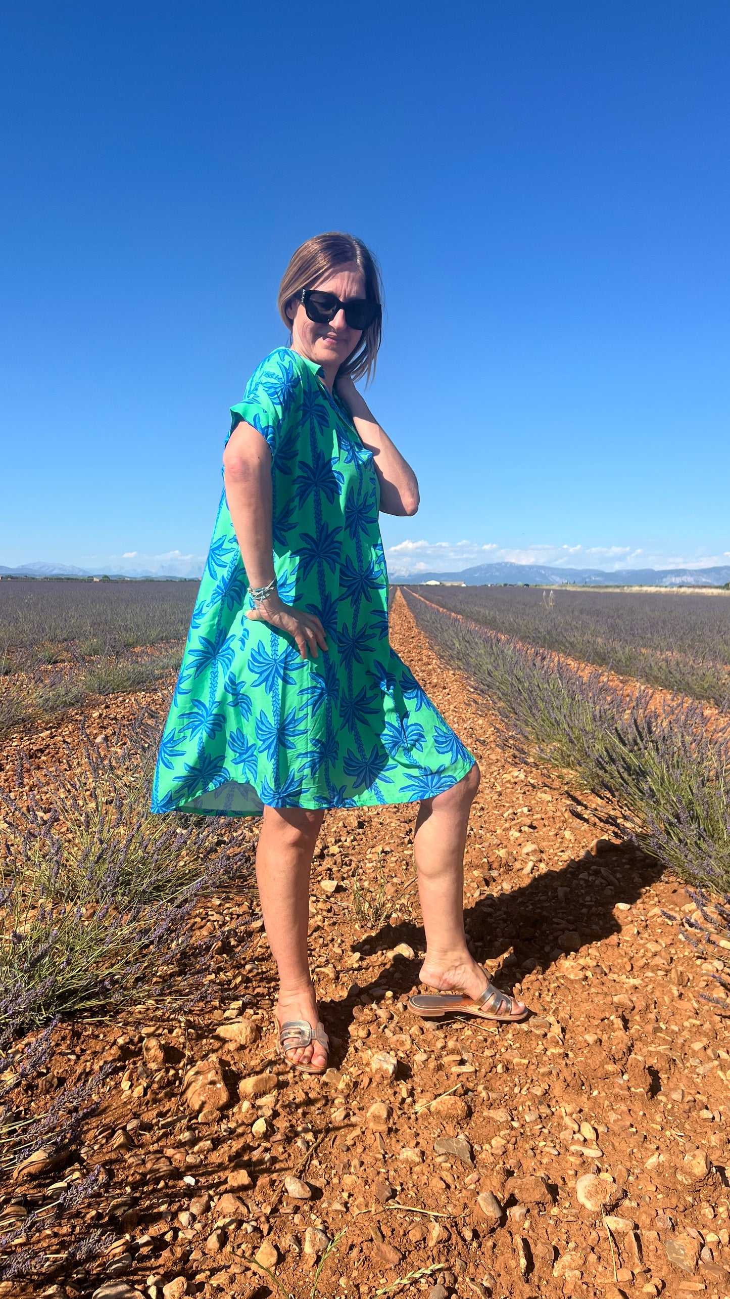 ROBE COLOREE VERTE/BLEUE