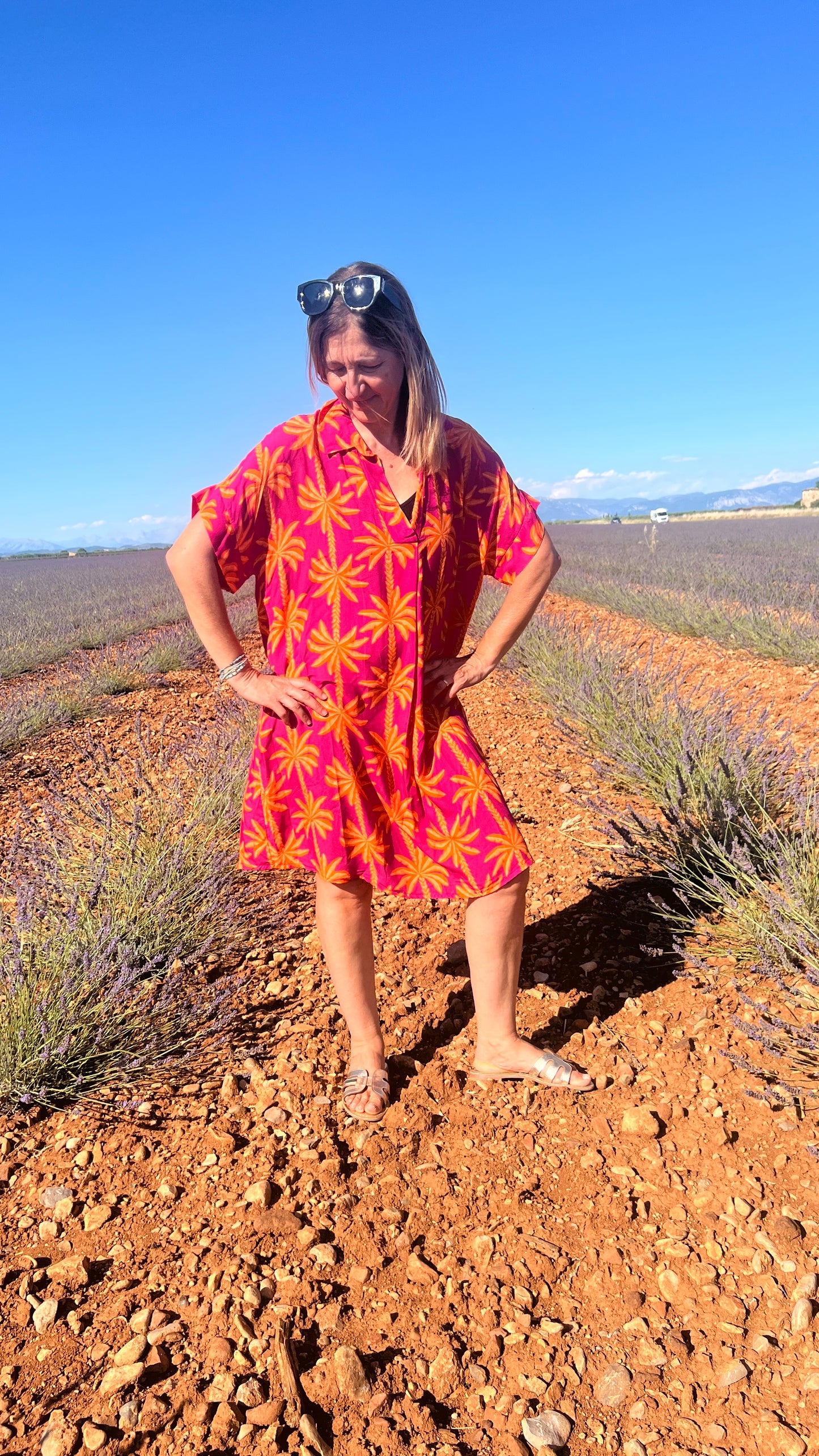 ROBE COLOREE ROSE FUCHSIA/ORANGE