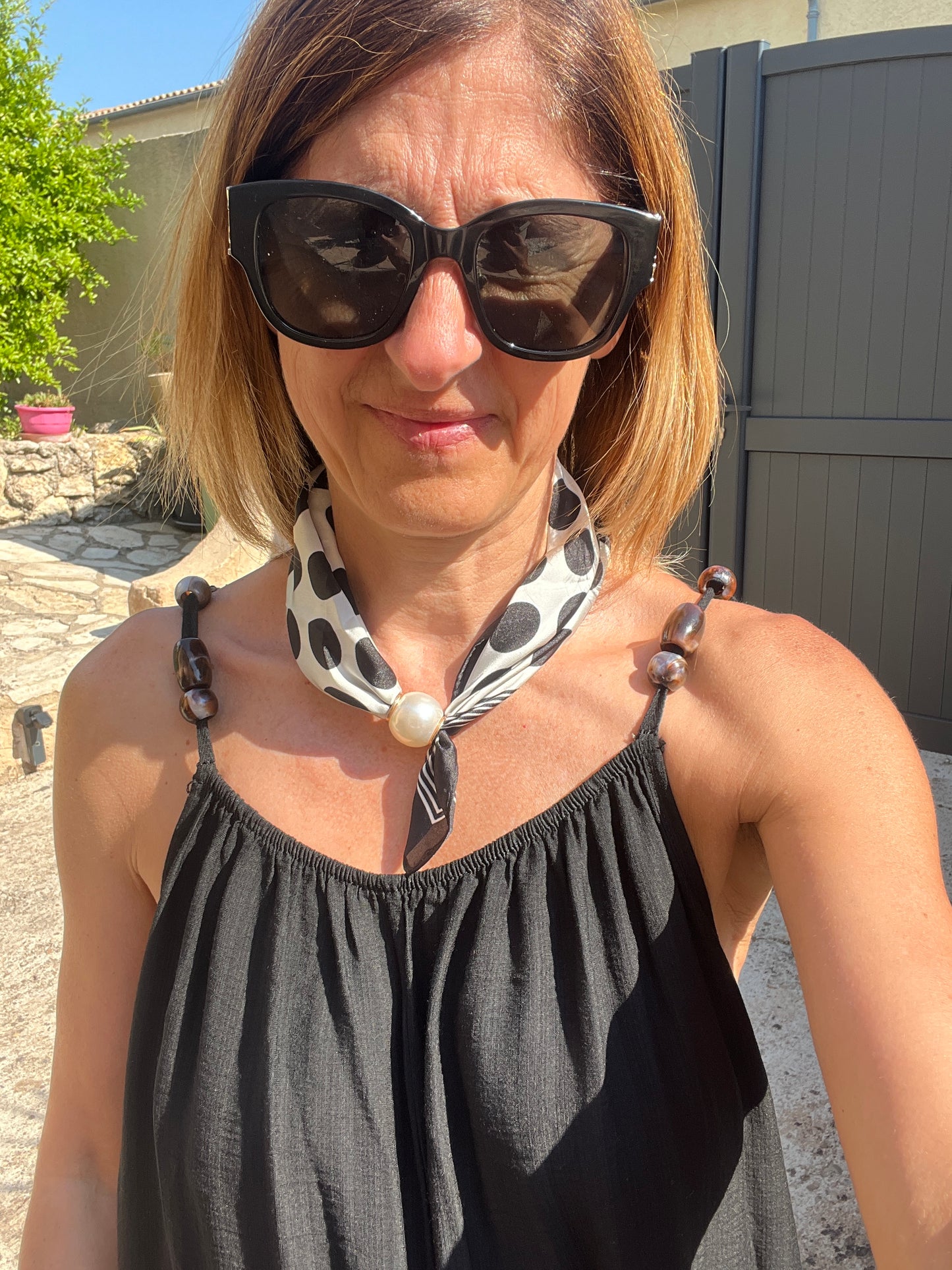 COLLIER FOULARD PERLES "ELEGANCE"