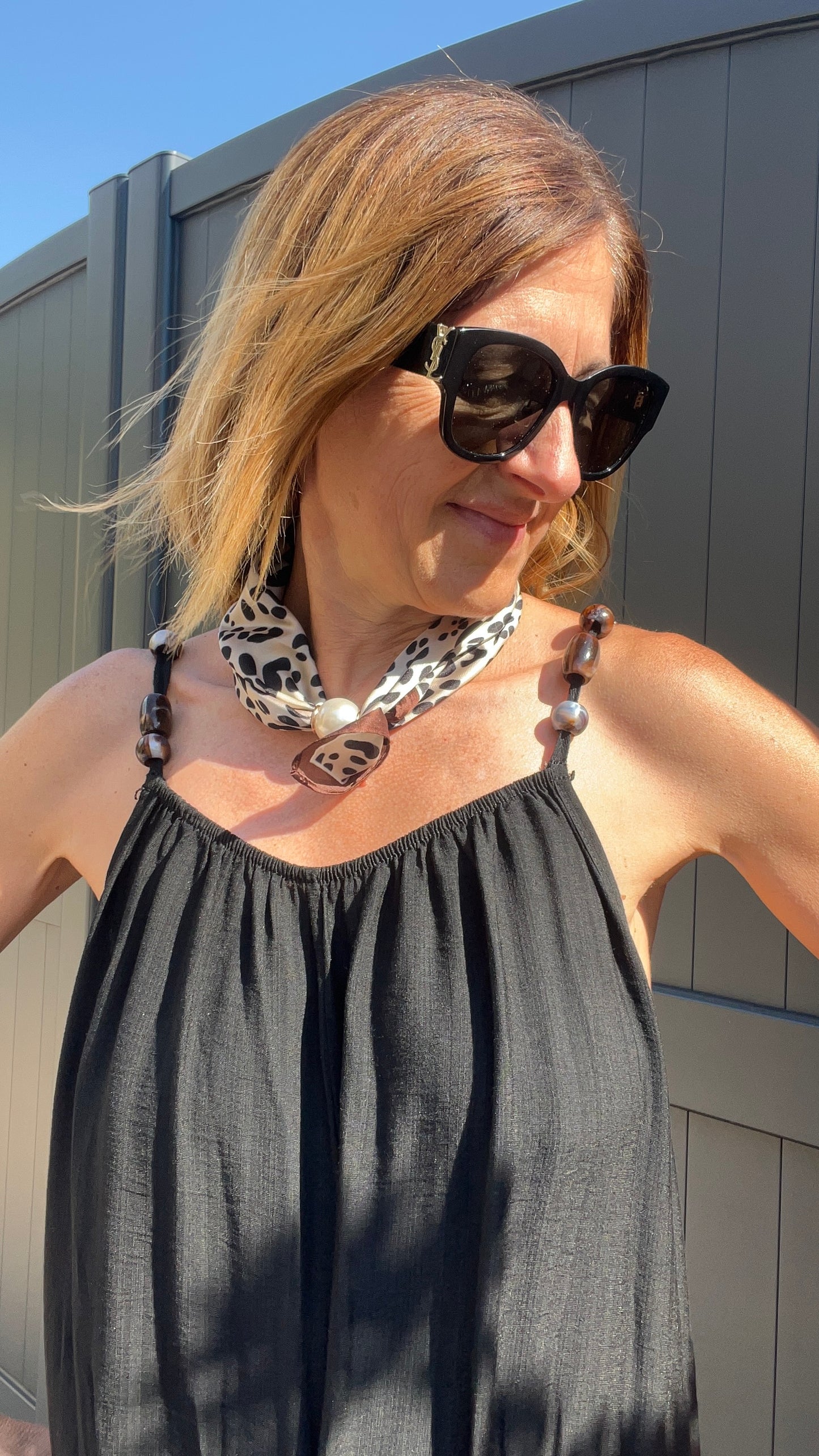 COLLIER FOULARD PERLES "ELEGANCE"