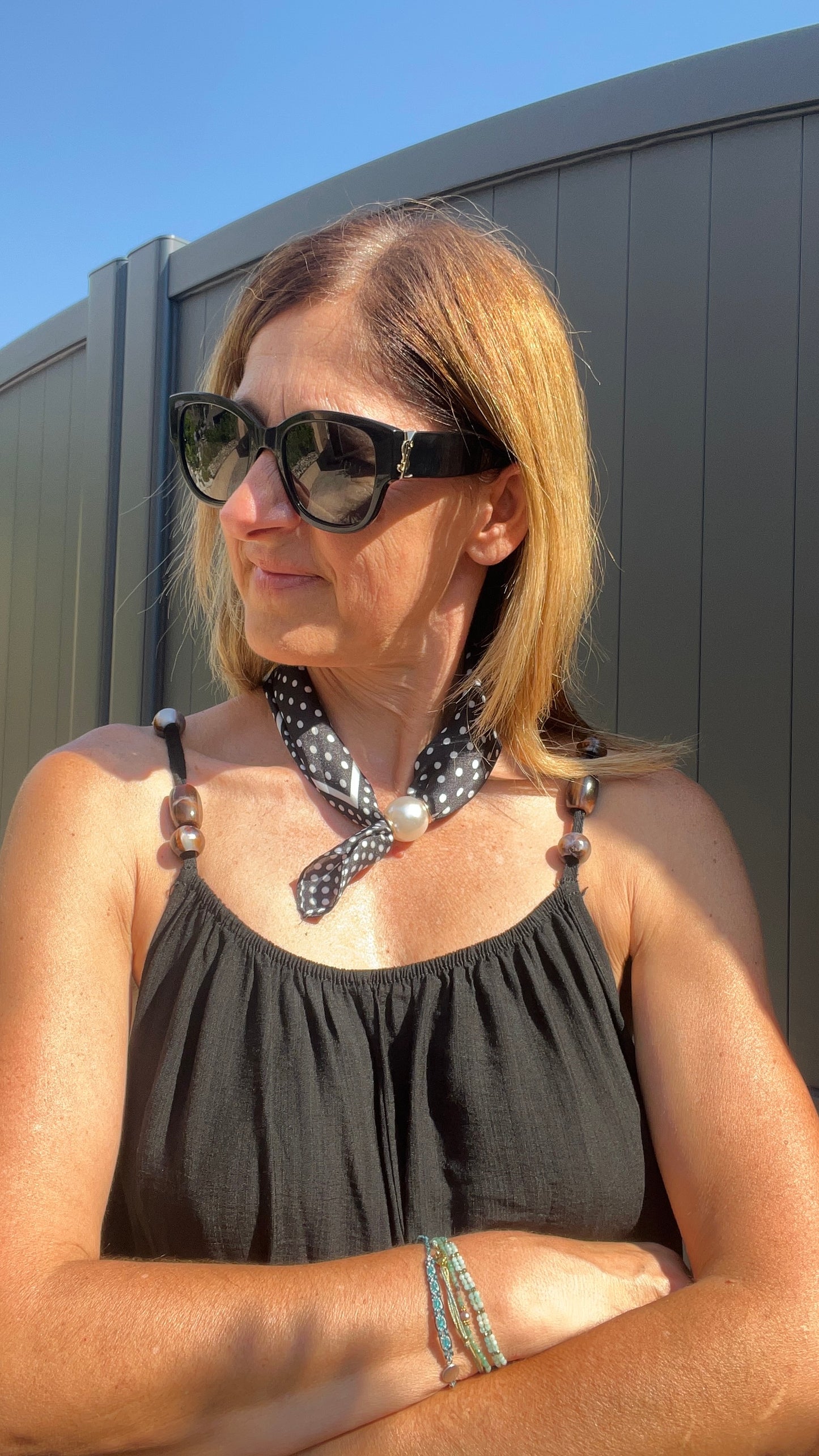 COLLIER FOULARD PERLES "ELEGANCE"