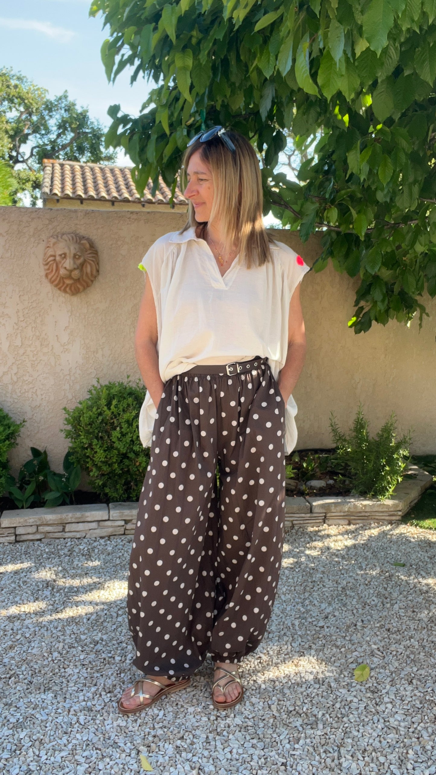 PANTALON BALLOON CHOCOLAT/BEIGE "ALADIN"