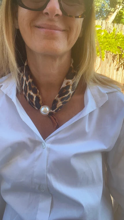 COLLIER FOULARD PERLES "ELEGANCE"