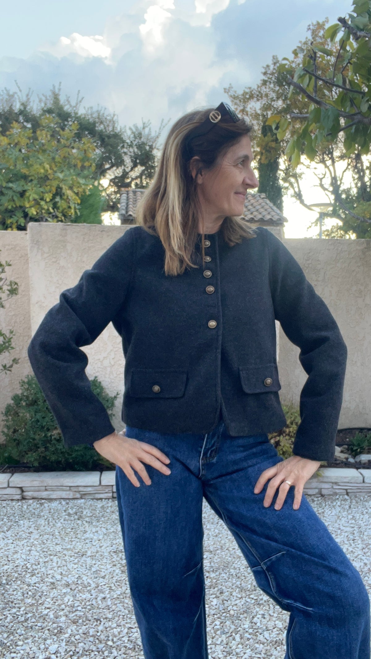 VESTE GRISE FONCÉE BOUTONNEE "CELESTE"