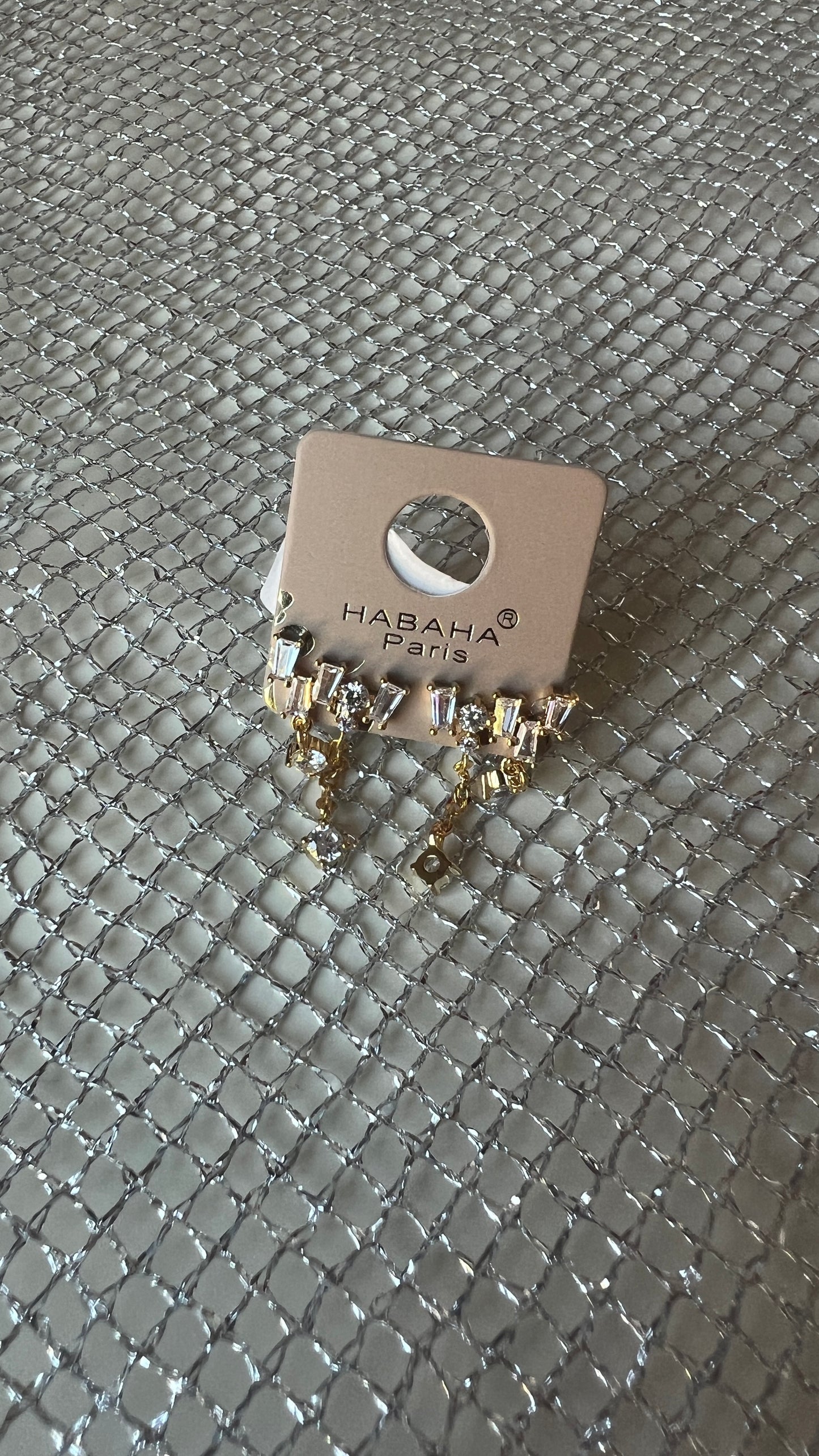 BOUCLES D'OREILLES DOREES STRASS HABAHA