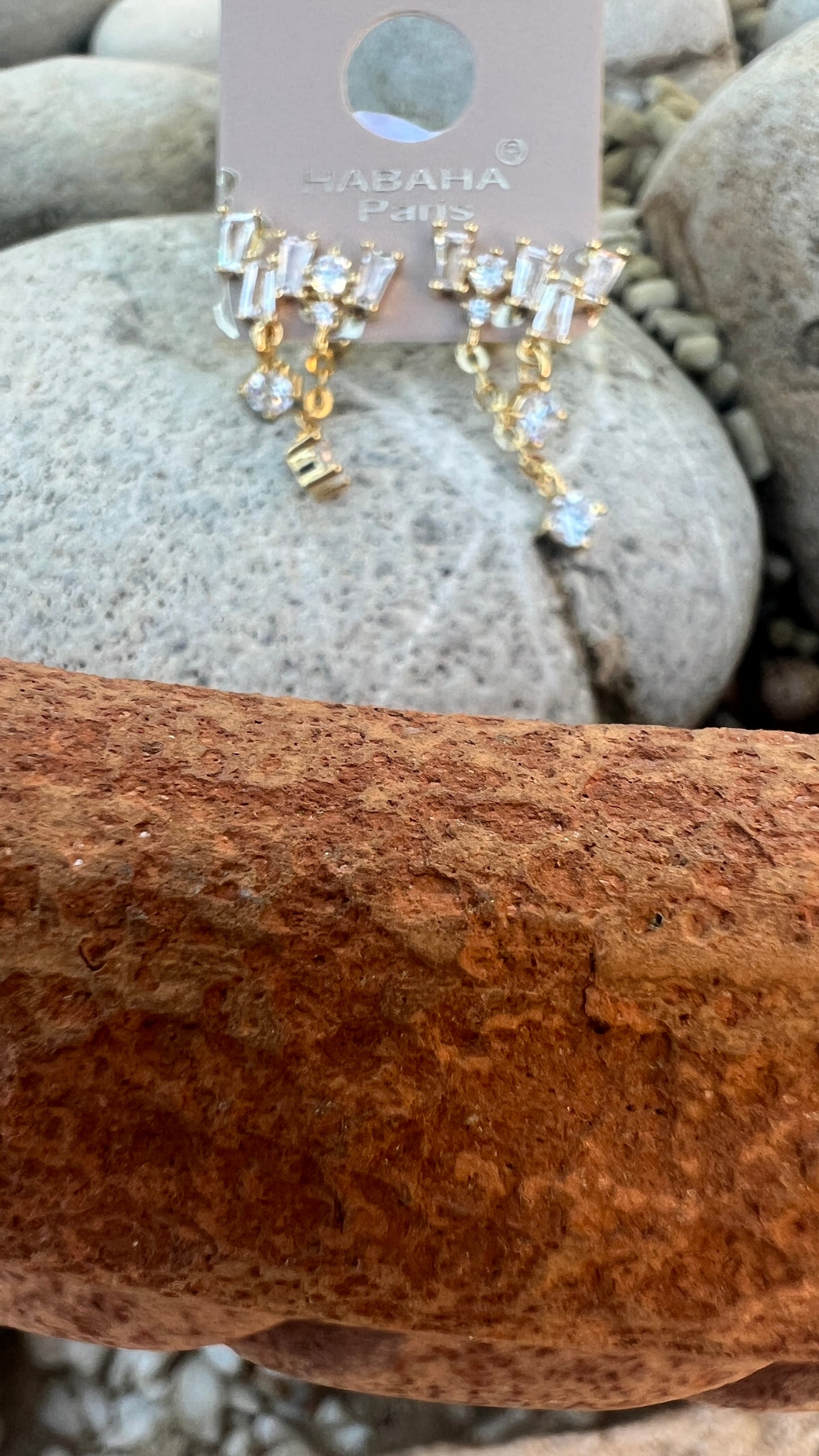 BOUCLES D'OREILLES DOREES STRASS HABAHA